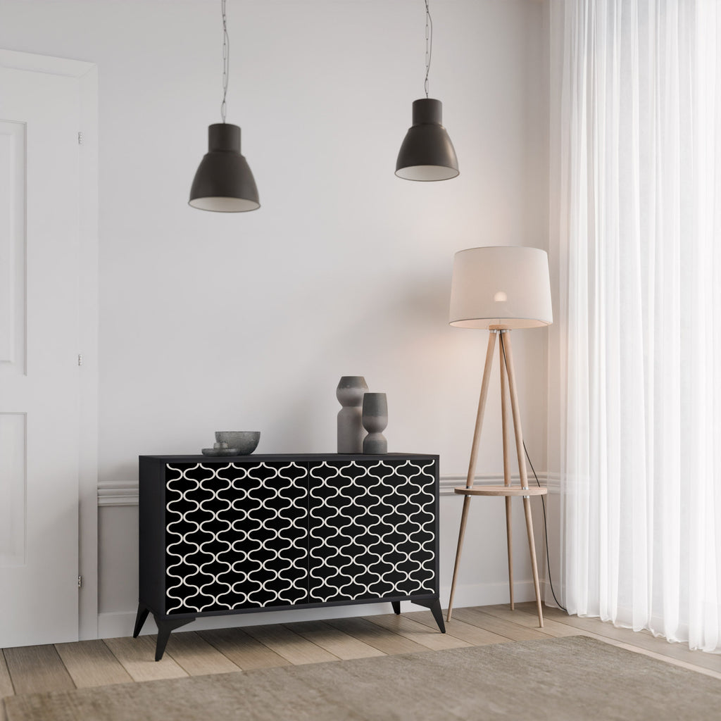 TESSELATED BLACKNESS Aparador de 2 Portas em Acabamento Preto