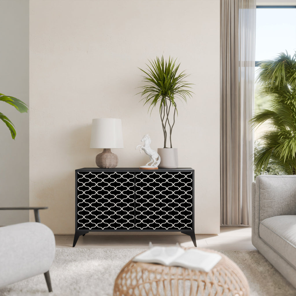TESSELATED BLACKNESS Aparador de 2 Portas em Acabamento Preto