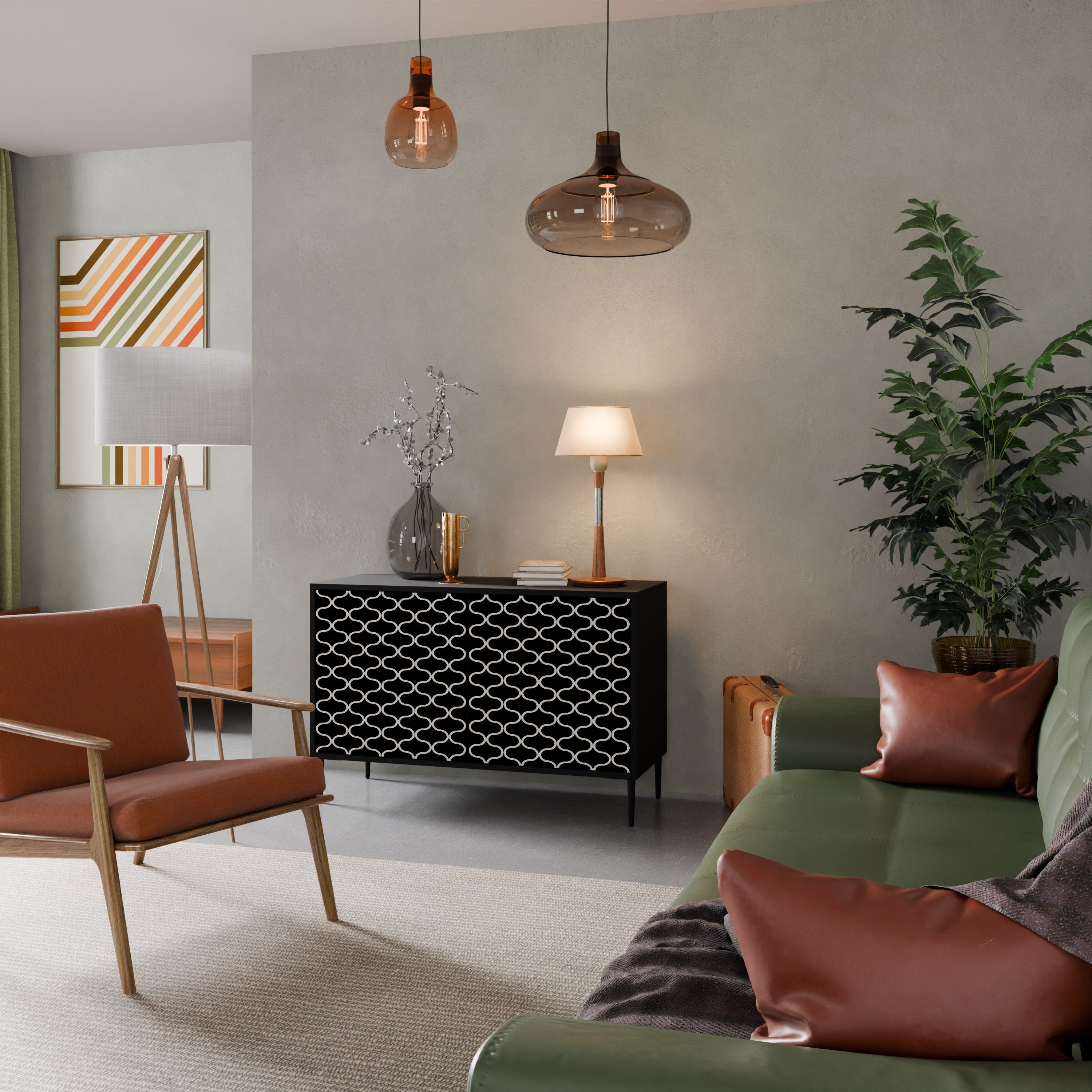 TESSELATED BLACKNESS Aparador de 2 Portas em Acabamento Preto