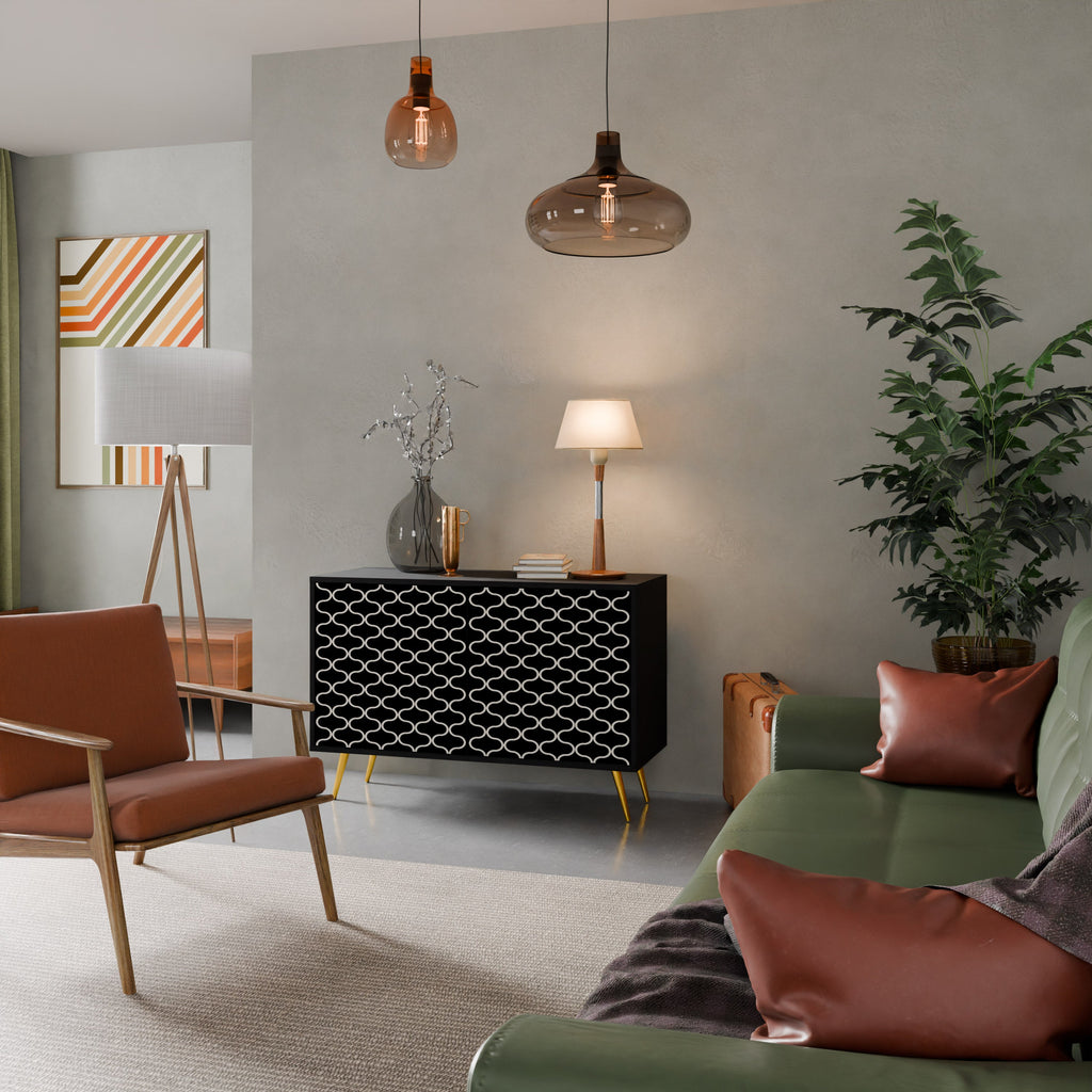 TESSELATED BLACKNESS Aparador de 2 Portas em Acabamento Preto