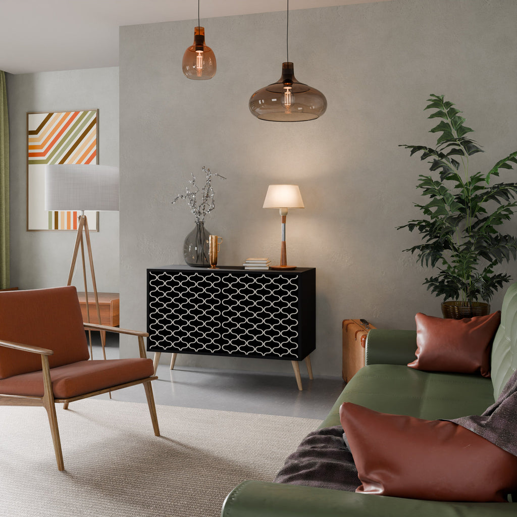 TESSELATED BLACKNESS Aparador de 2 Portas em Acabamento Preto