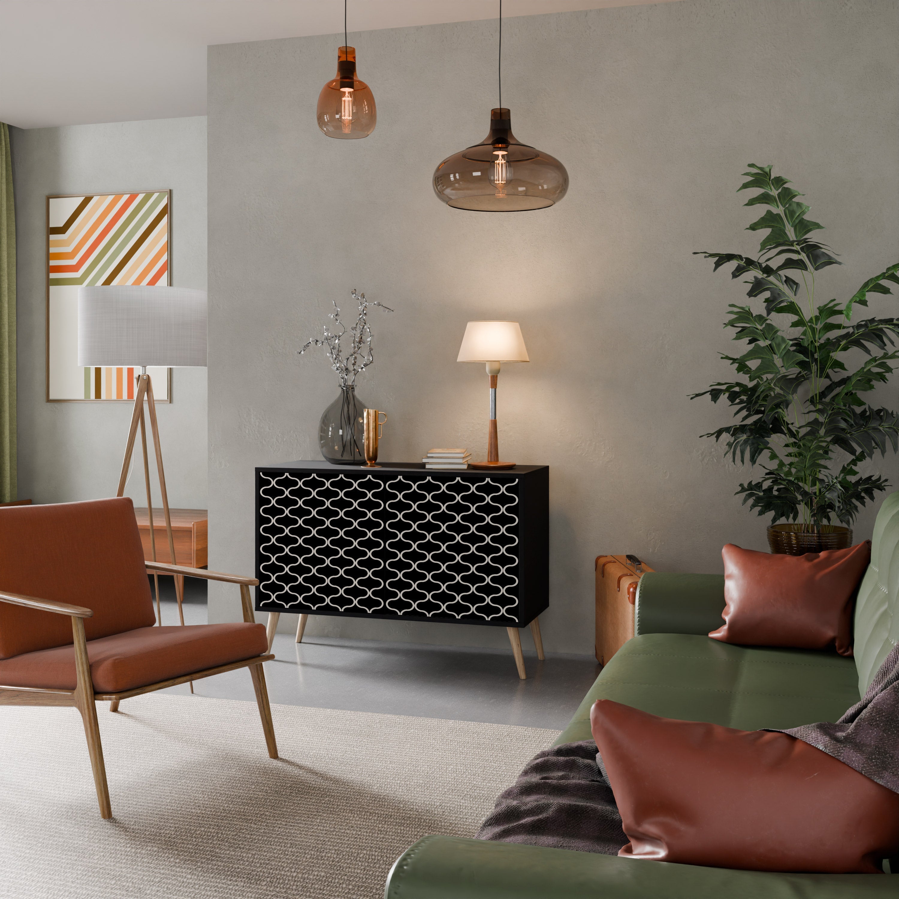 TESSELATED BLACKNESS Aparador de 2 Portas em Acabamento Preto