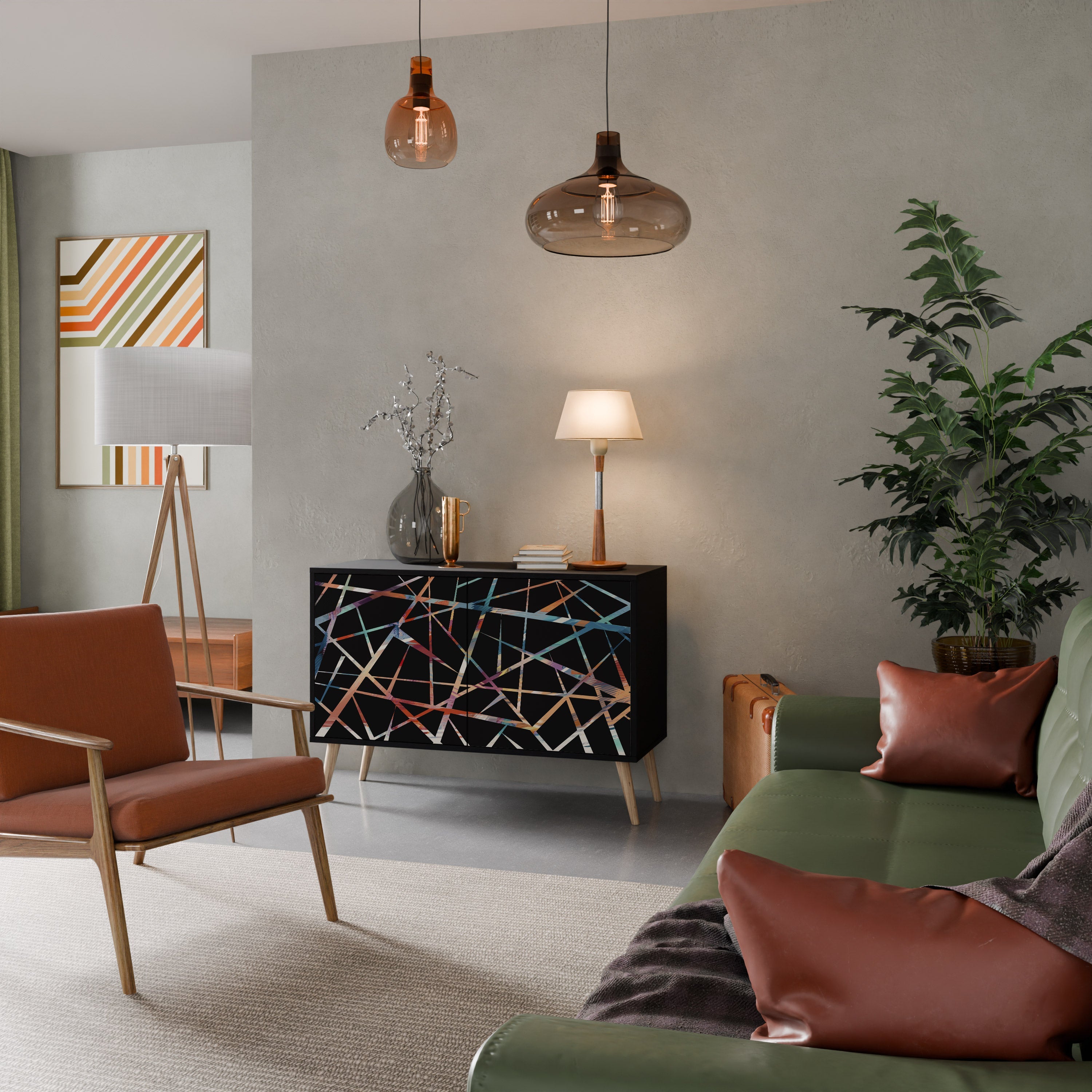 POLYGON VERVE Aparador de 2 Portas em Acabamento Preto