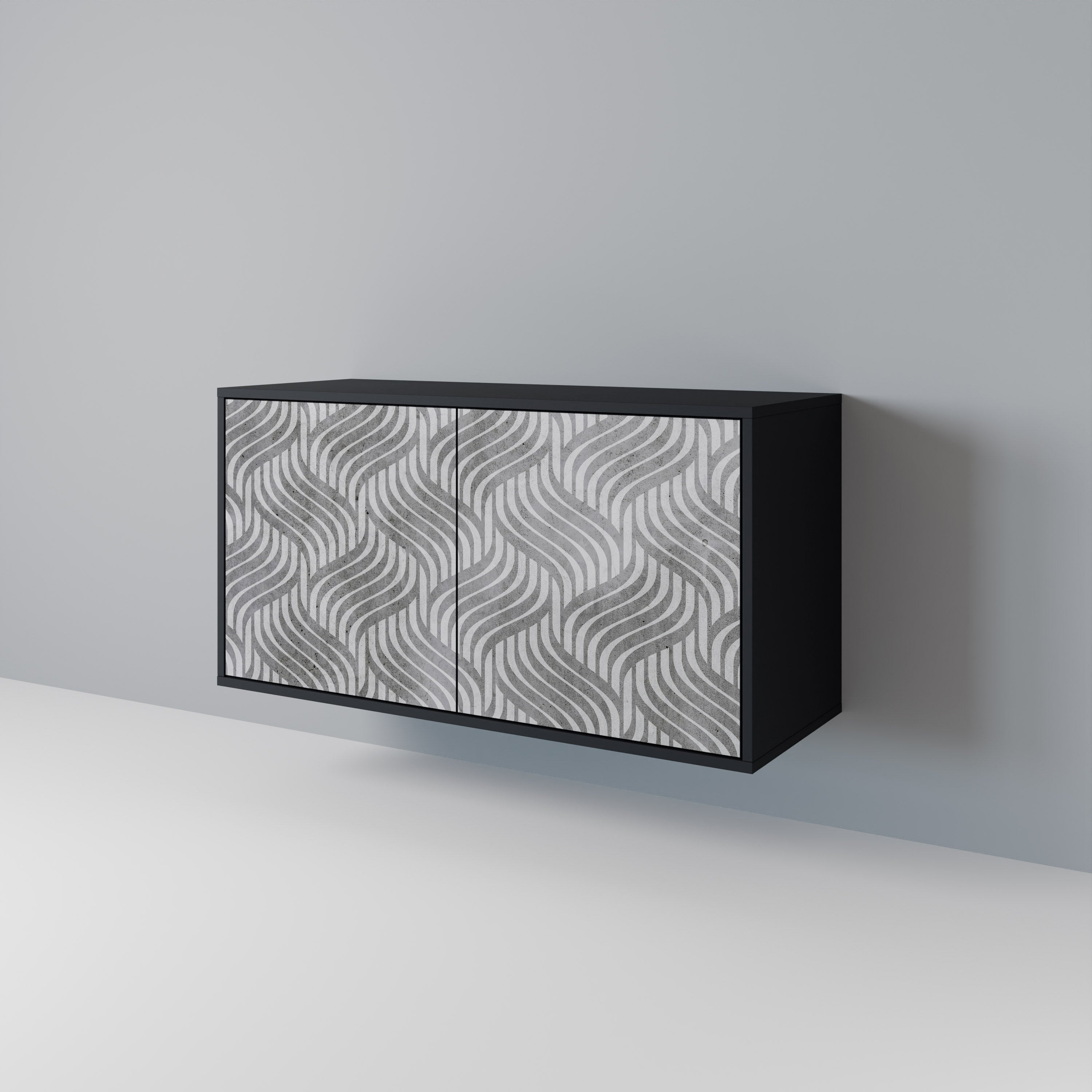 CONCRETE MOVEMENT Aparador de 2 Portas em Acabamento Preto