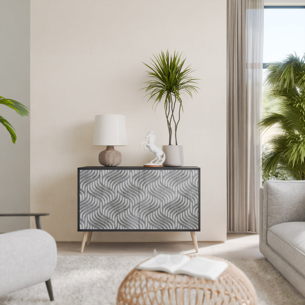 CONCRETE MOVEMENT Aparador de 2 Portas em Acabamento Preto