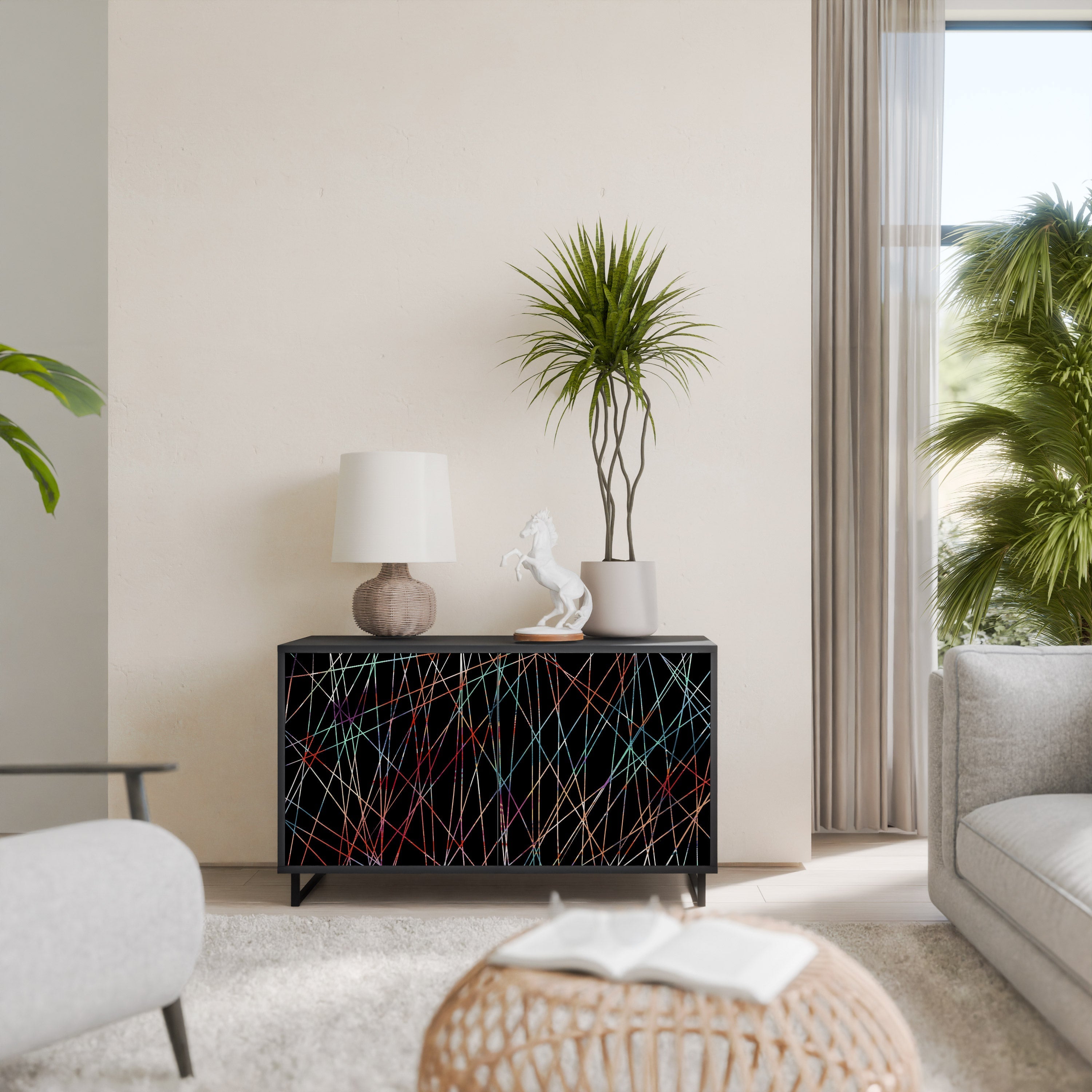 LUMINOUS SNARE Aparador de 2 Portas em Acabamento Preto