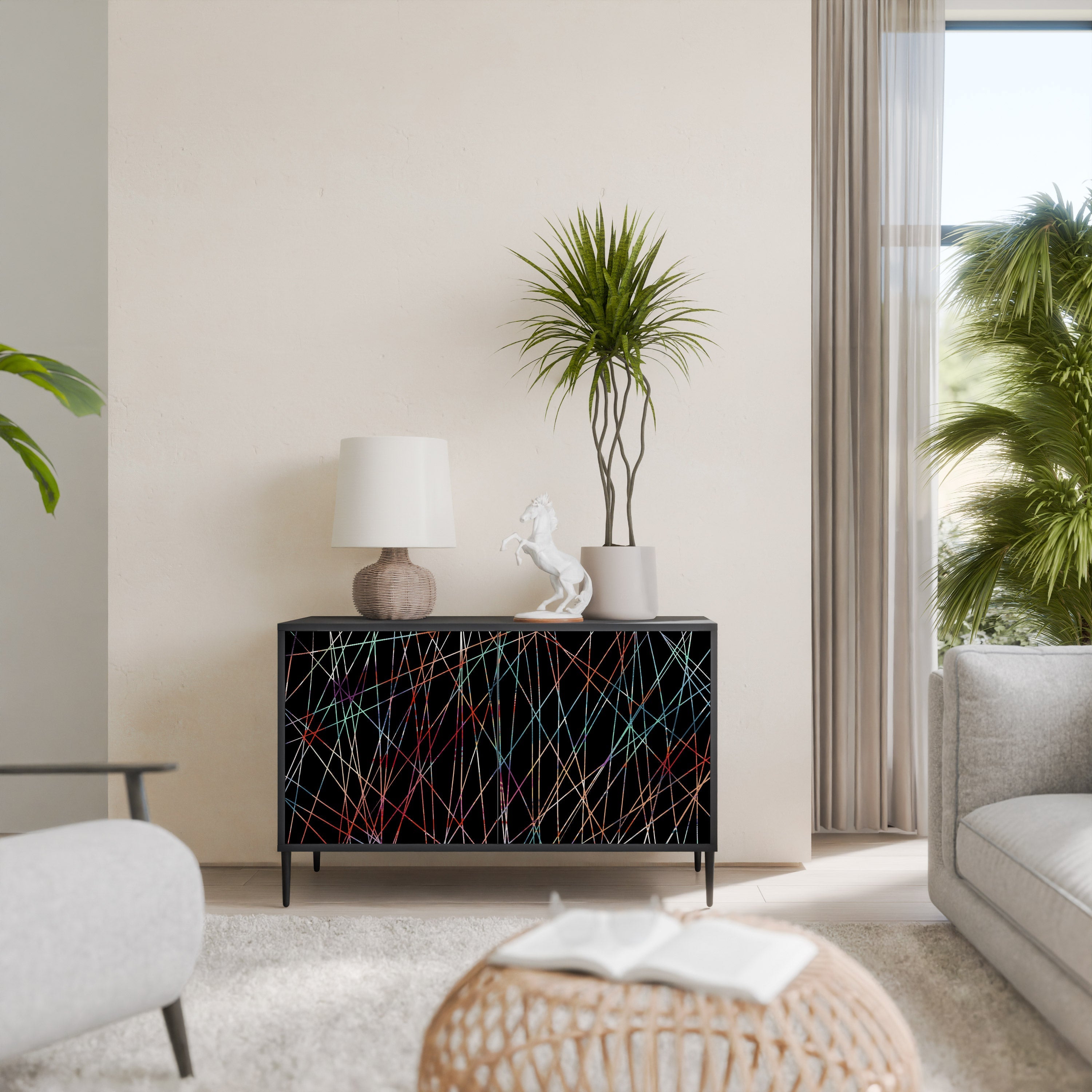 LUMINOUS SNARE Aparador de 2 Portas em Acabamento Preto