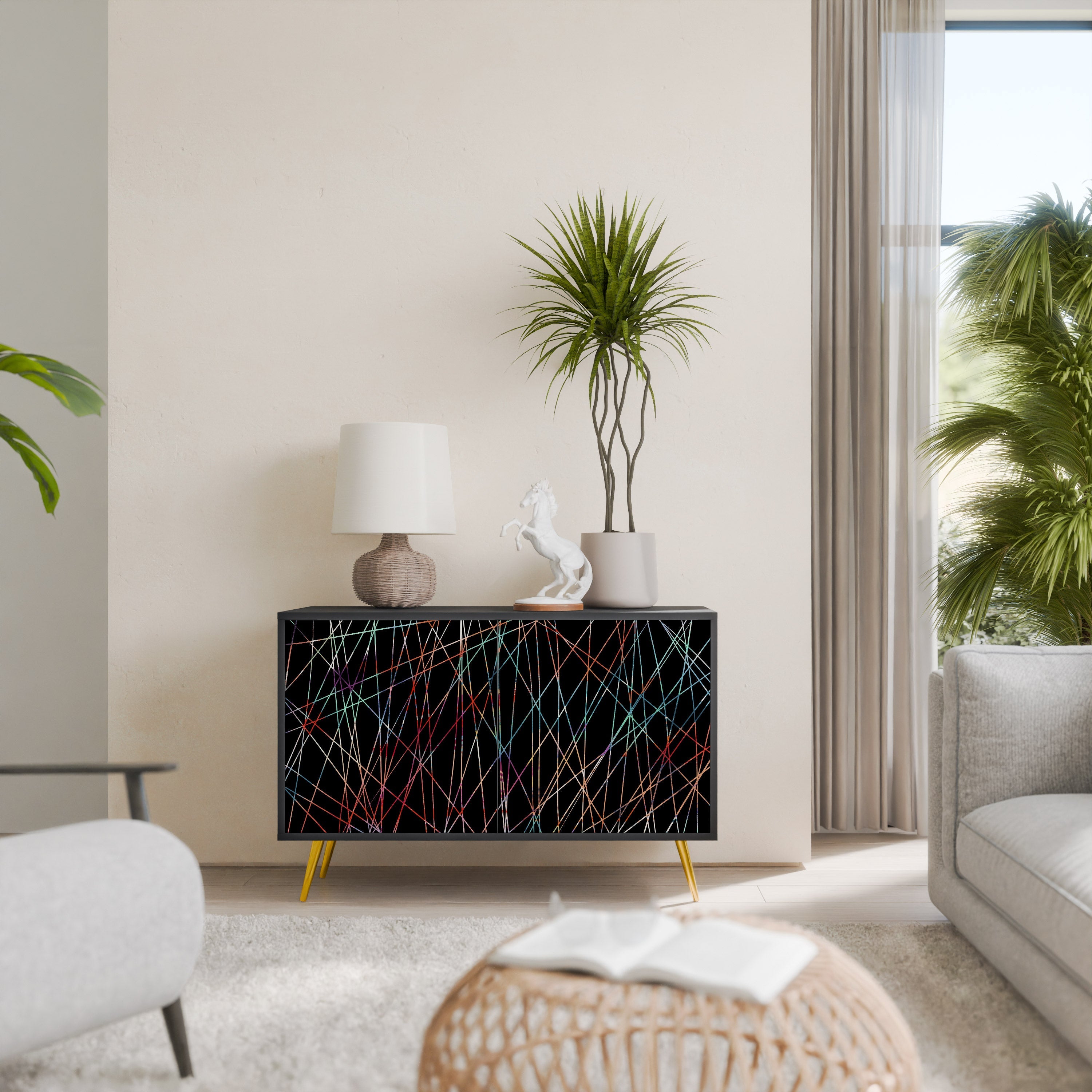 LUMINOUS SNARE Aparador de 2 Portas em Acabamento Preto