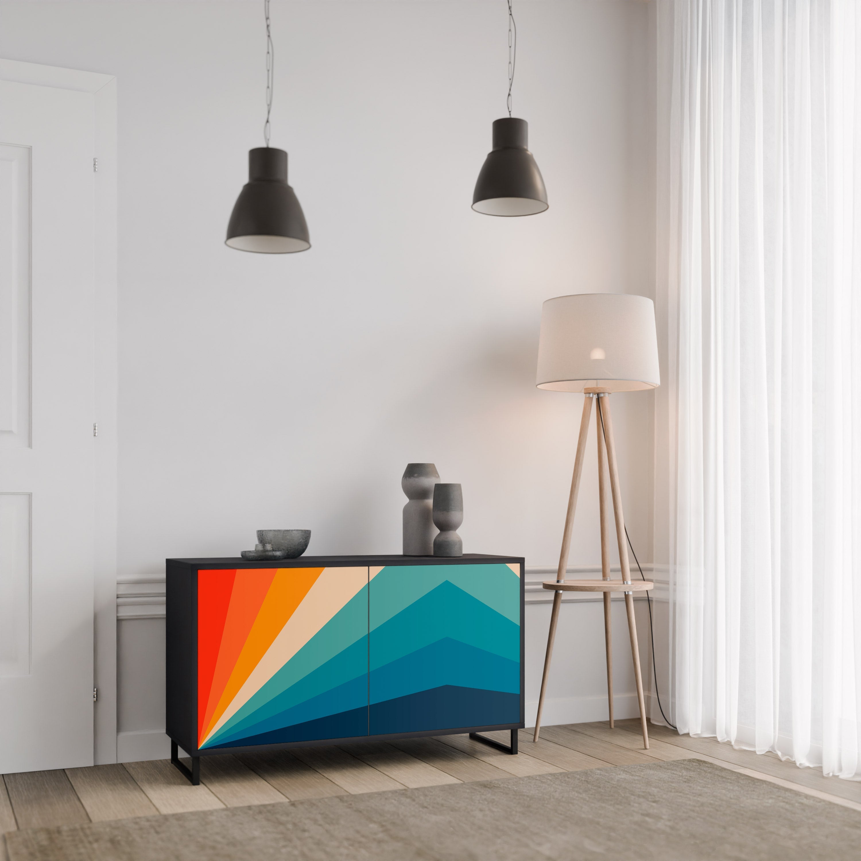 PRISM CONCUSSION Aparador de 2 Portas em Acabamento Preto