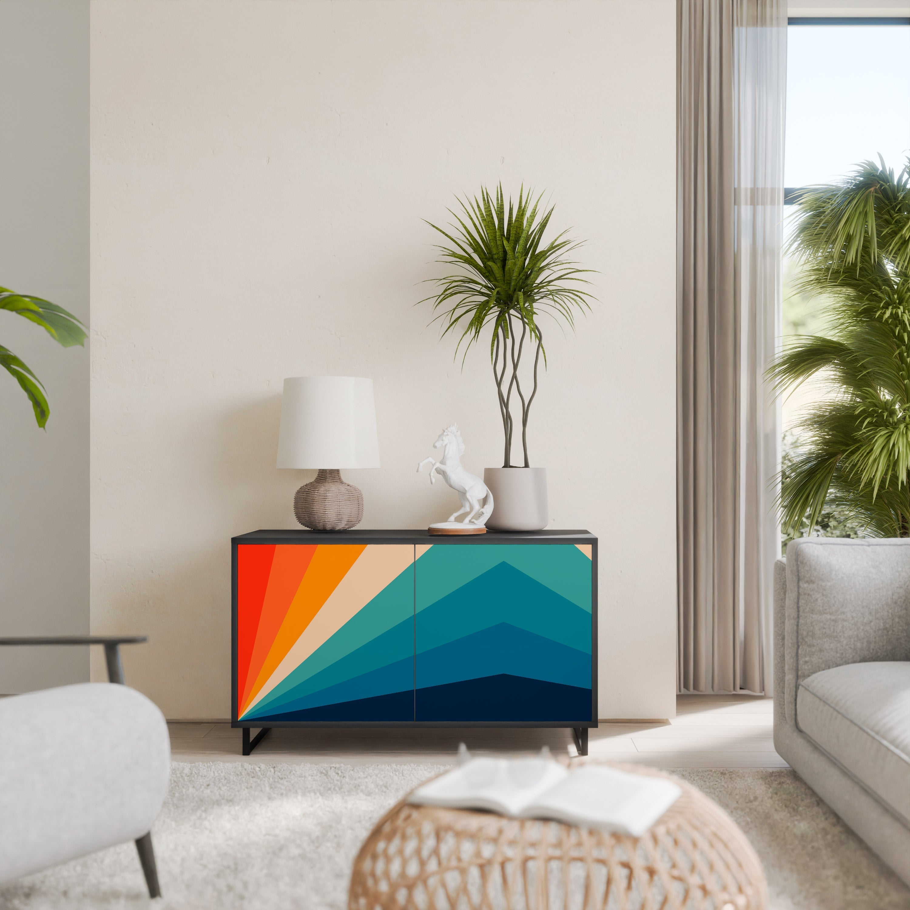 PRISM CONCUSSION Aparador de 2 Portas em Acabamento Preto