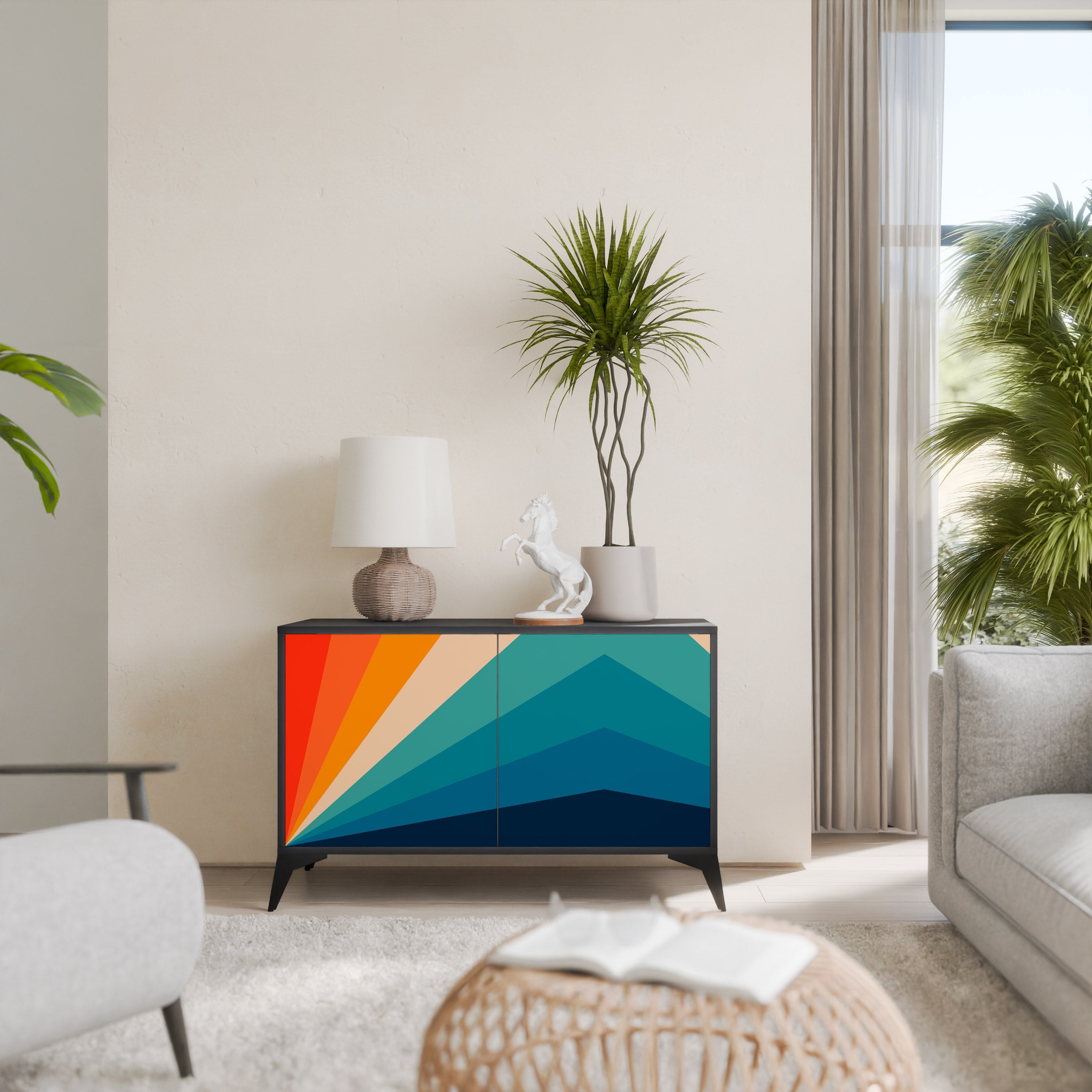 PRISM CONCUSSION Aparador de 2 Portas em Acabamento Preto