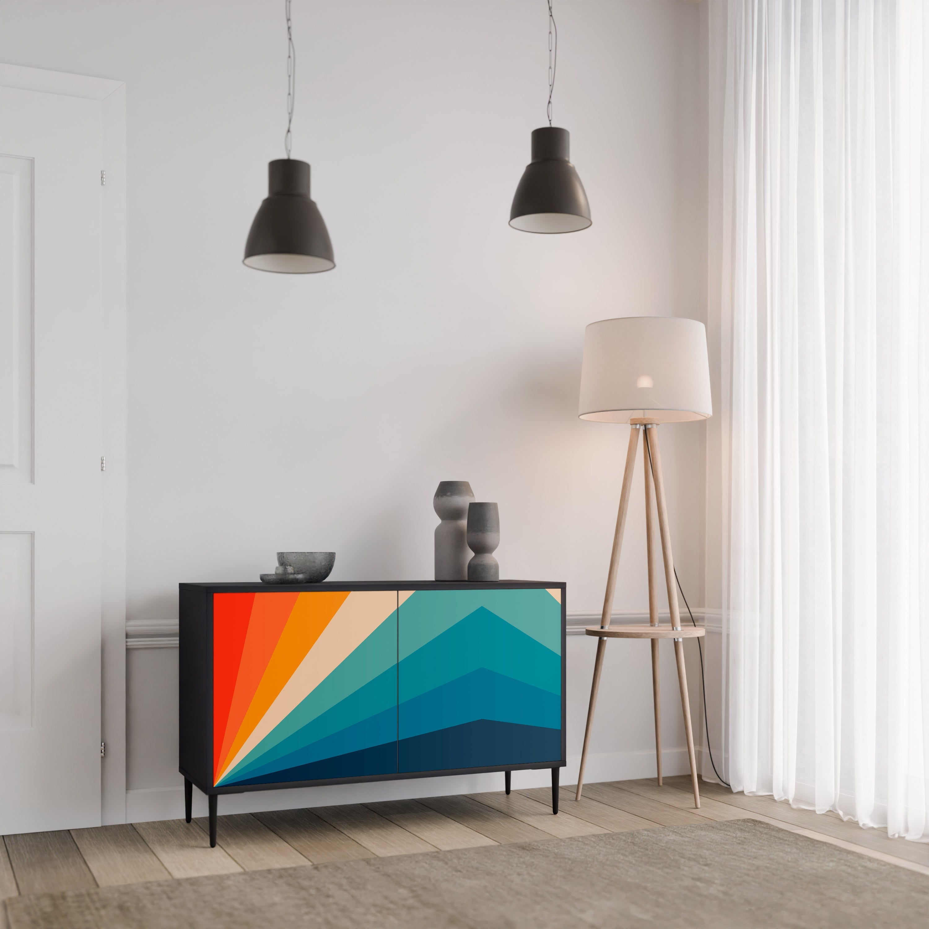 PRISM CONCUSSION Aparador de 2 Portas em Acabamento Preto