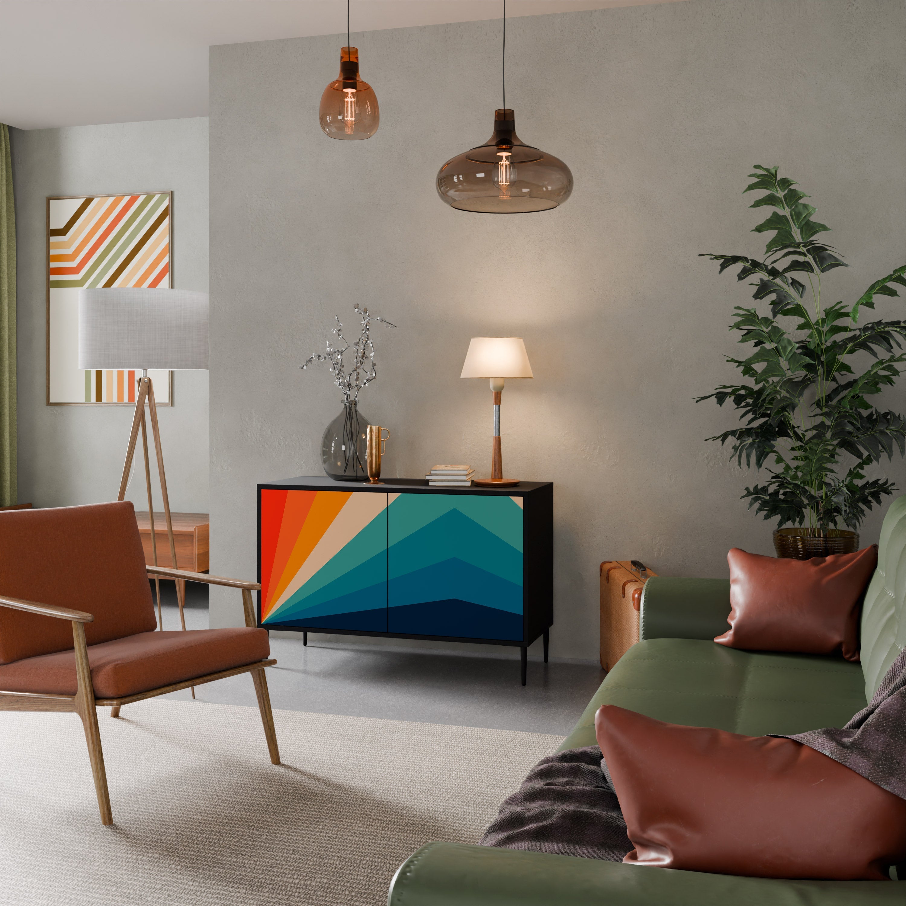 PRISM CONCUSSION Aparador de 2 Portas em Acabamento Preto