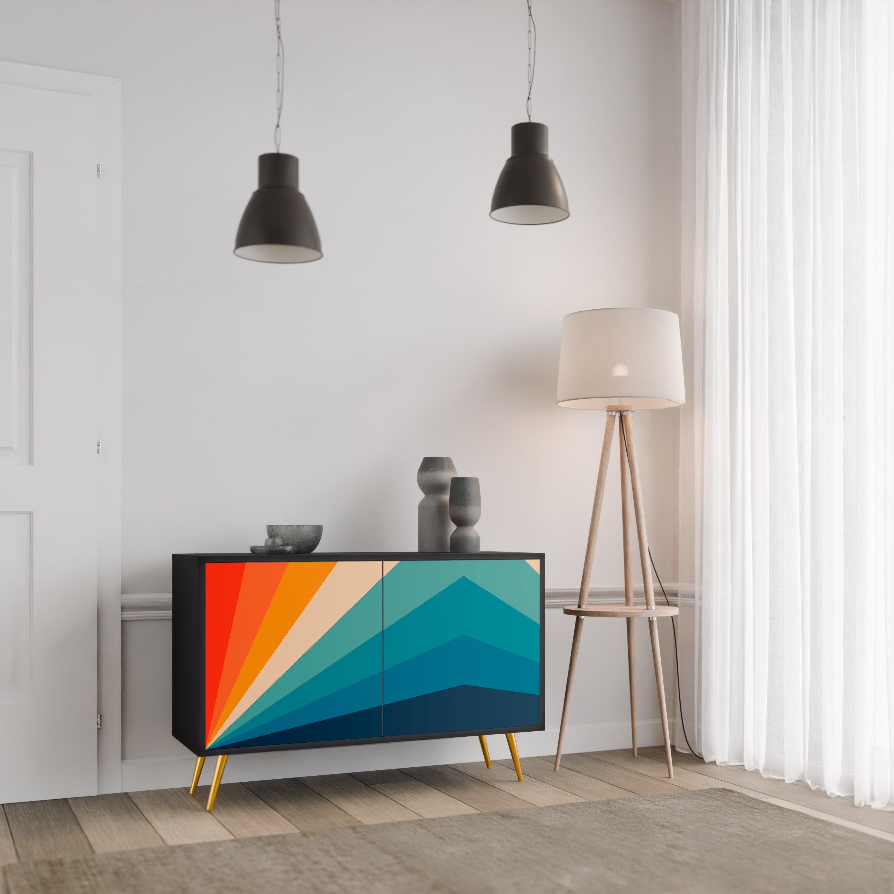 PRISM CONCUSSION Aparador de 2 Portas em Acabamento Preto