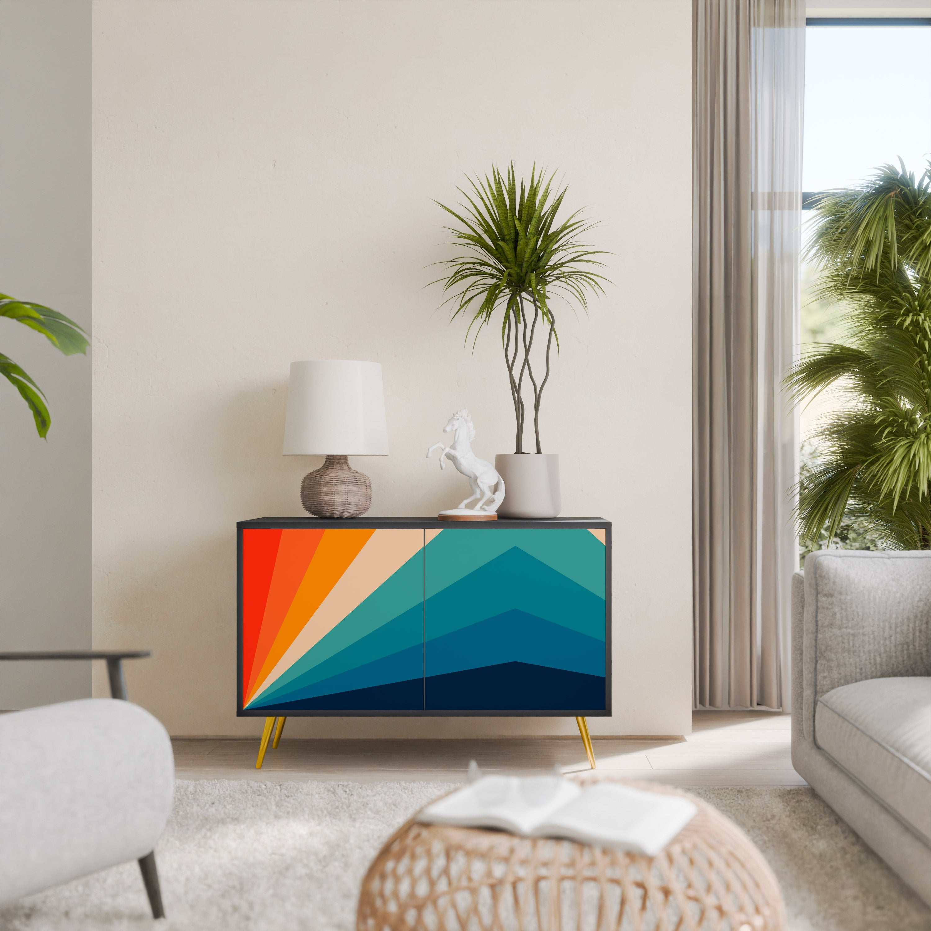 PRISM CONCUSSION Aparador de 2 Portas em Acabamento Preto