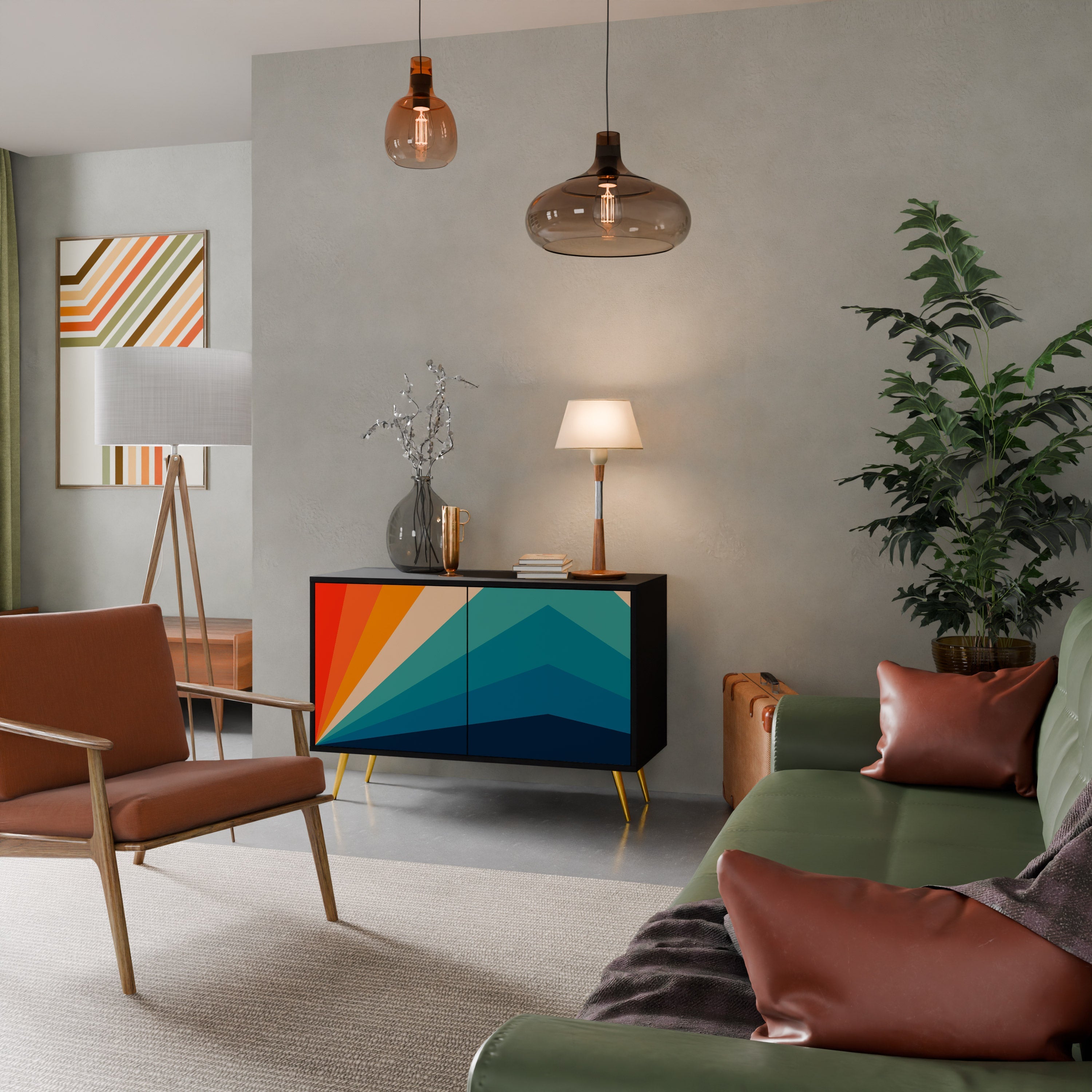 PRISM CONCUSSION Aparador de 2 Portas em Acabamento Preto