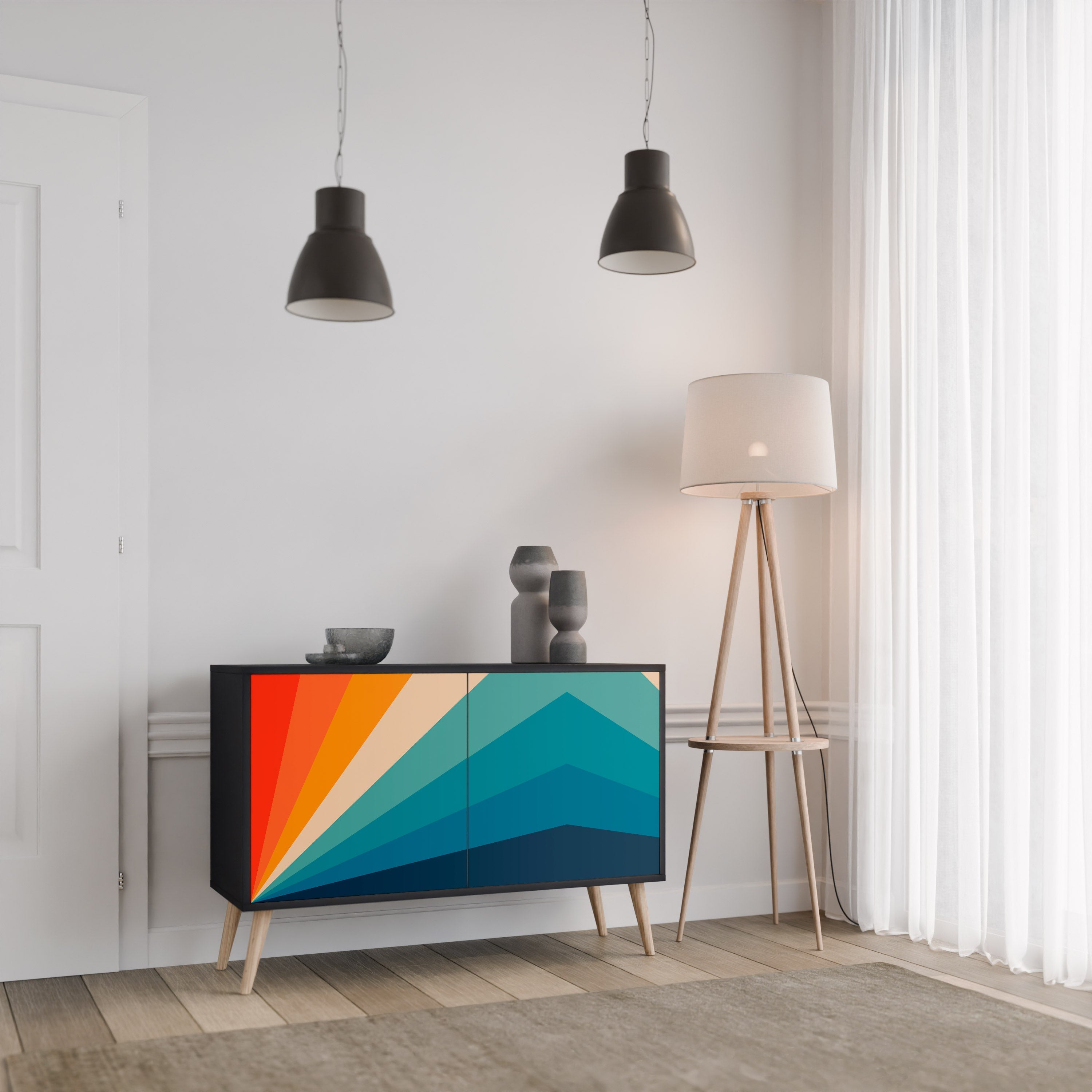 PRISM CONCUSSION Aparador de 2 Portas em Acabamento Preto