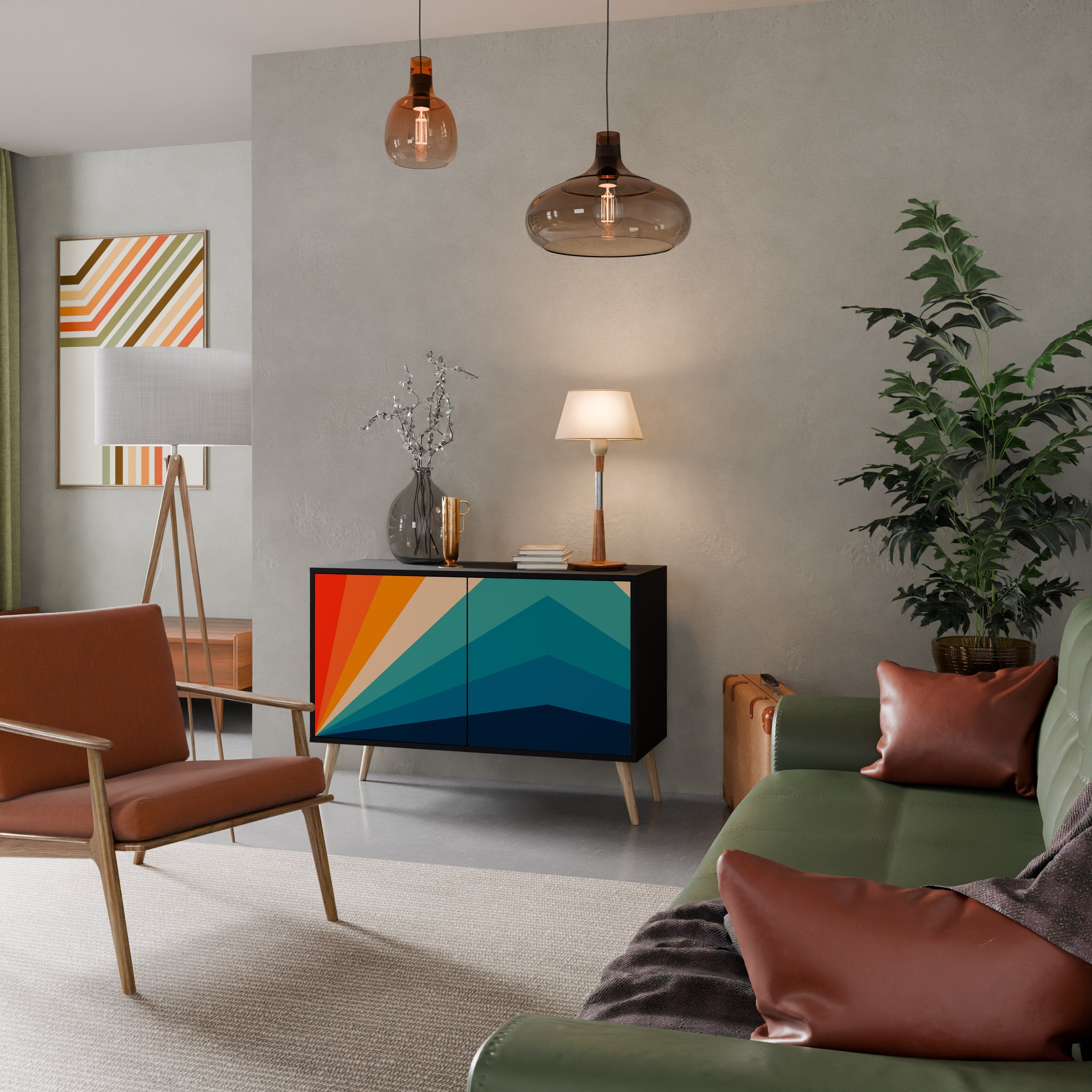 PRISM CONCUSSION Aparador de 2 Portas em Acabamento Preto