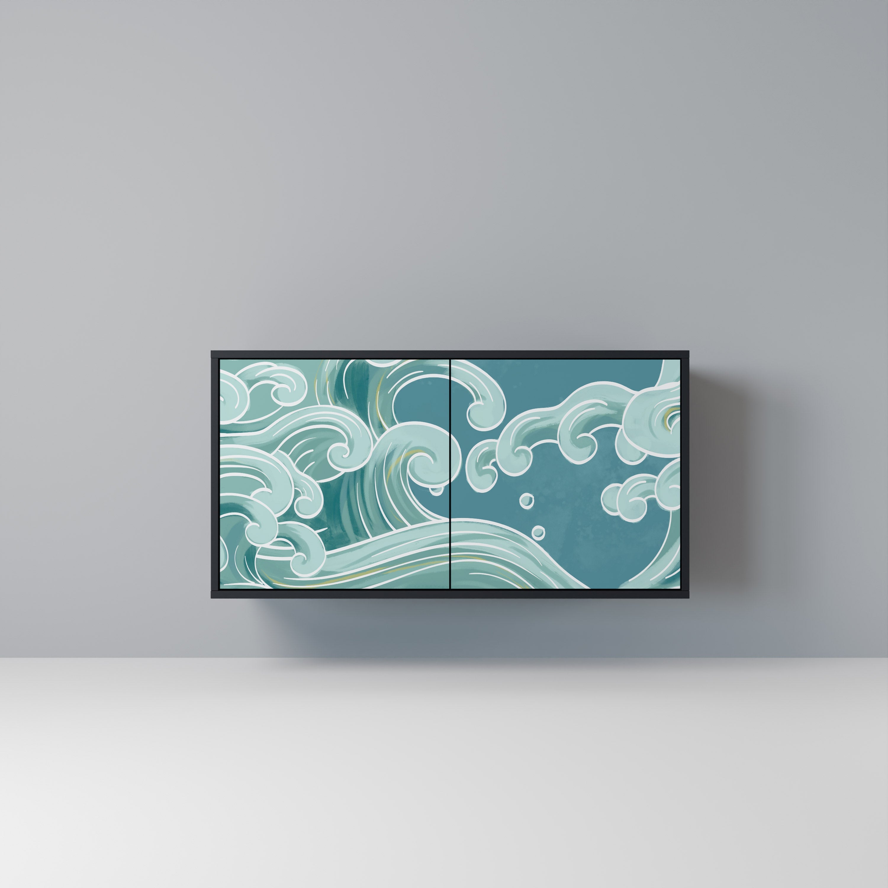 ASIAN SWAY Aparador de 2 Portas em Acabamento Preto