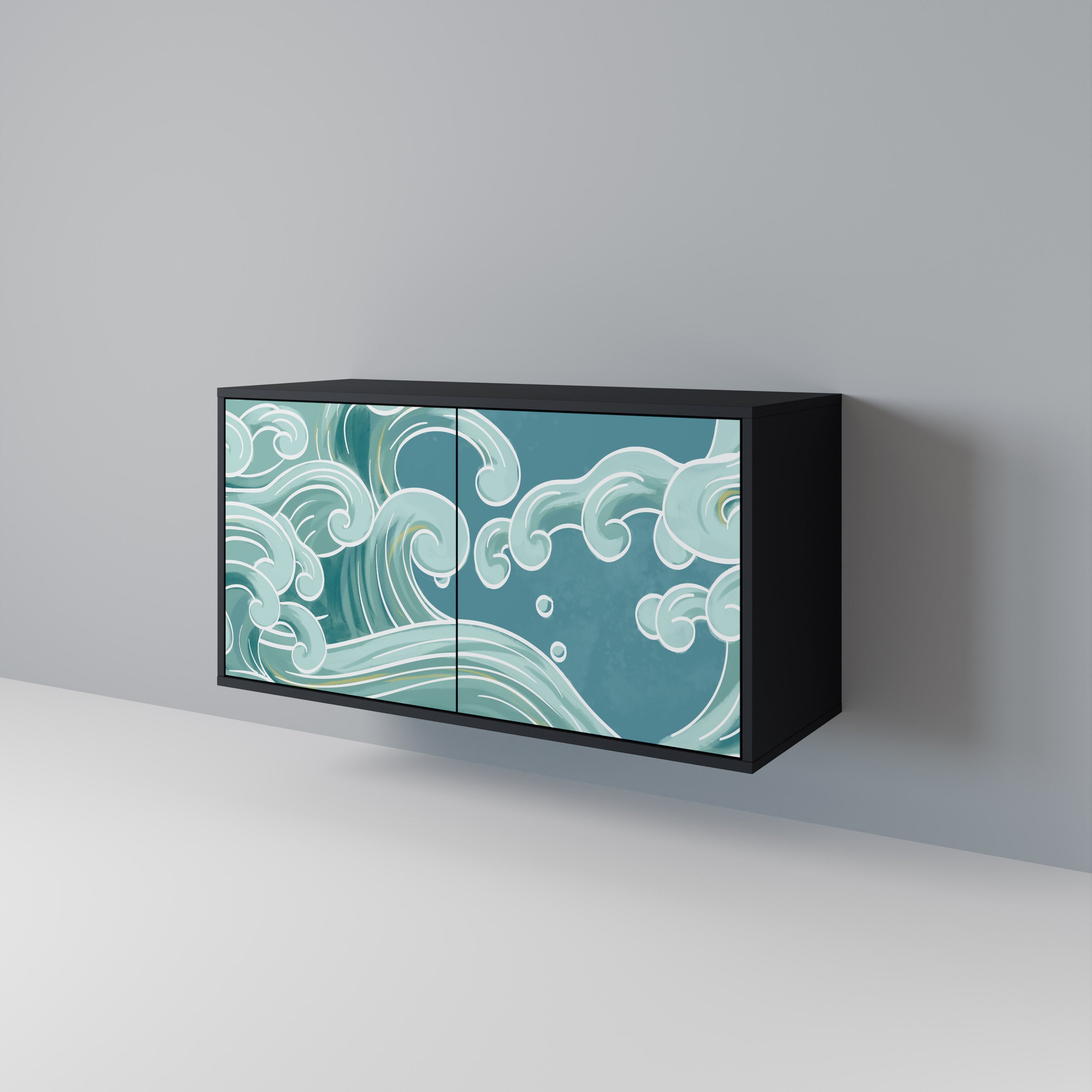 ASIAN SWAY Aparador de 2 Portas em Acabamento Preto