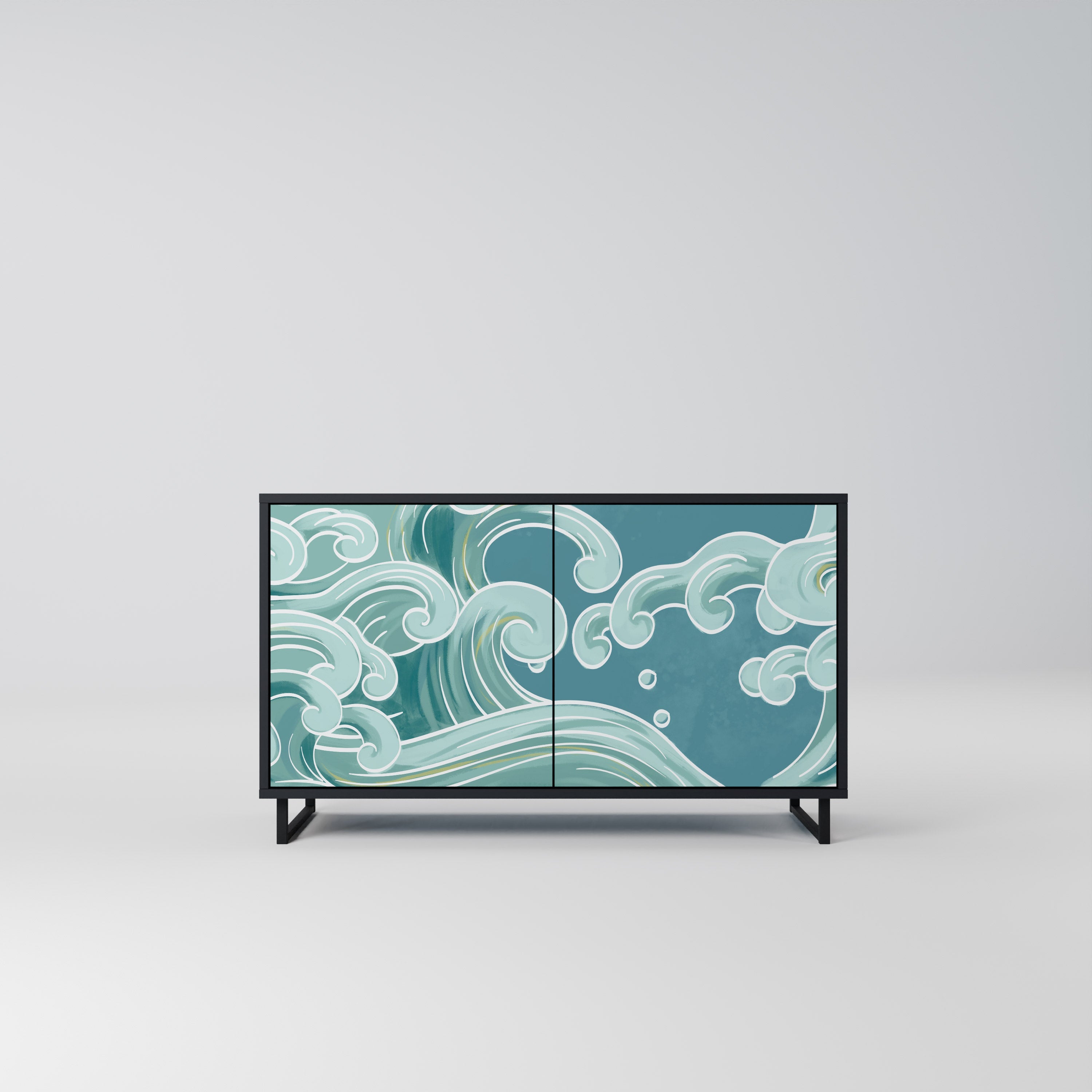 ASIAN SWAY Aparador de 2 Portas em Acabamento Preto