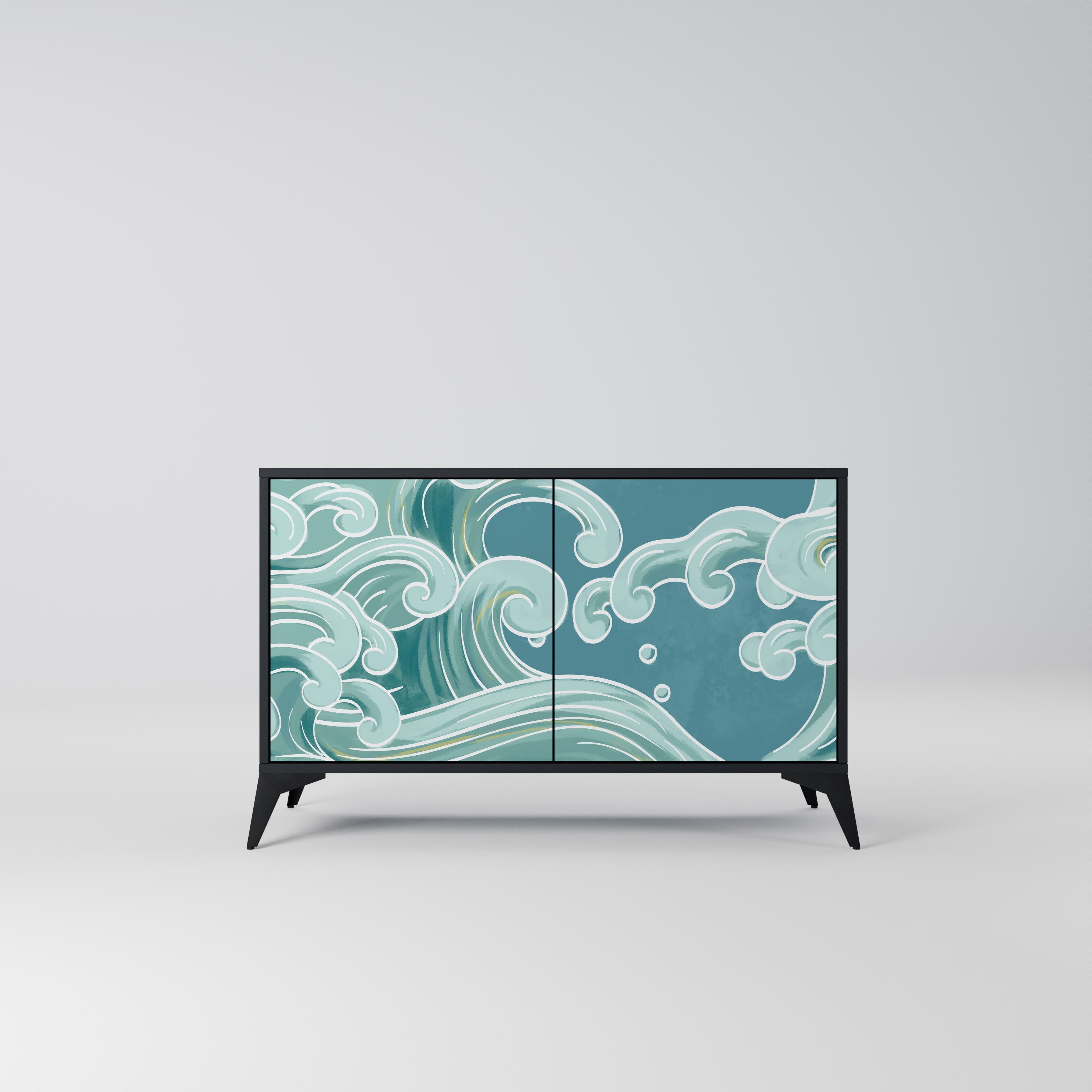 ASIAN SWAY Aparador de 2 Portas em Acabamento Preto