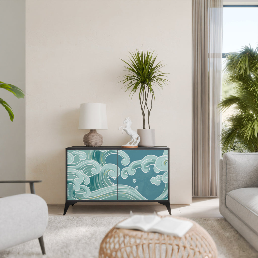 ASIAN SWAY Aparador de 2 Portas em Acabamento Preto