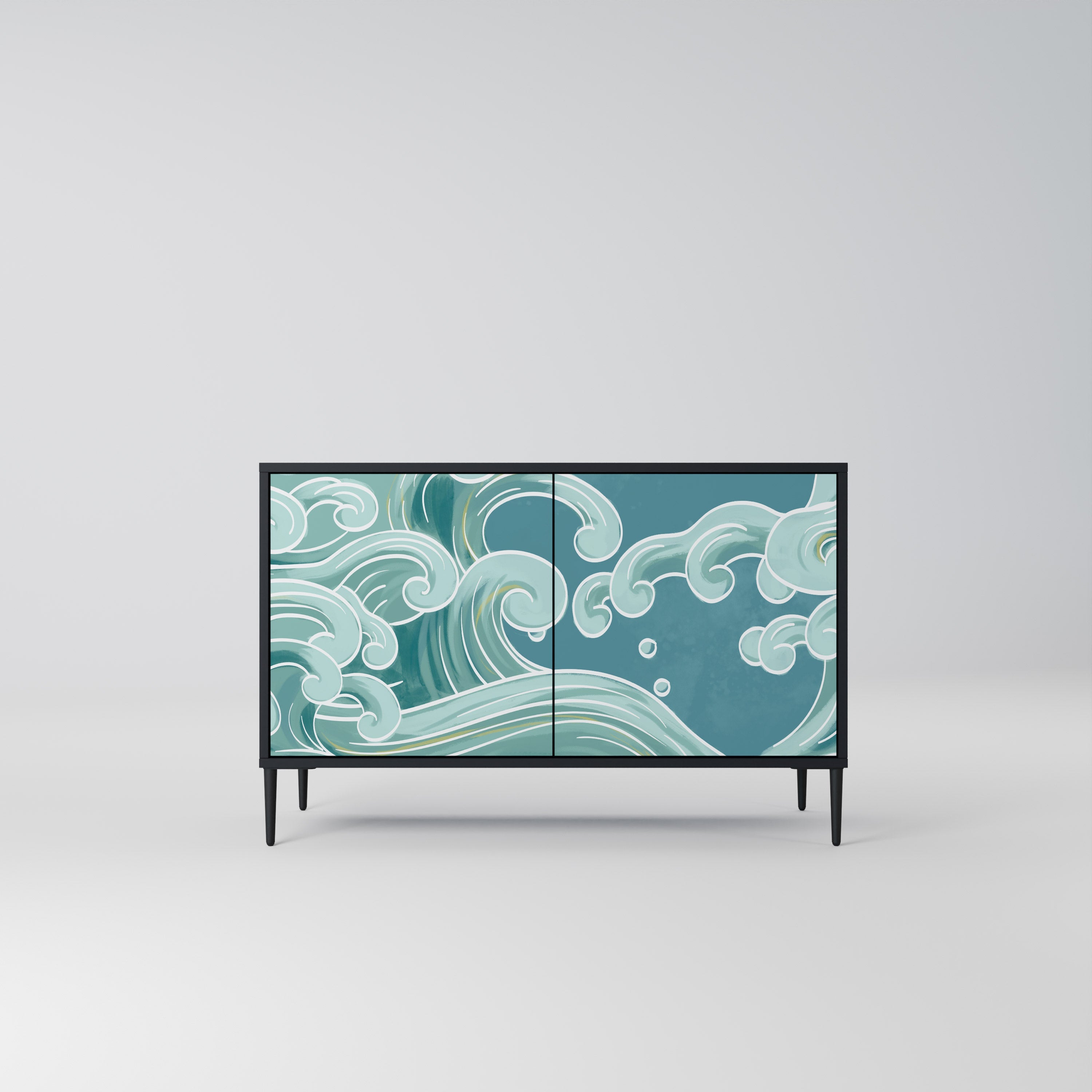 ASIAN SWAY Aparador de 2 Portas em Acabamento Preto