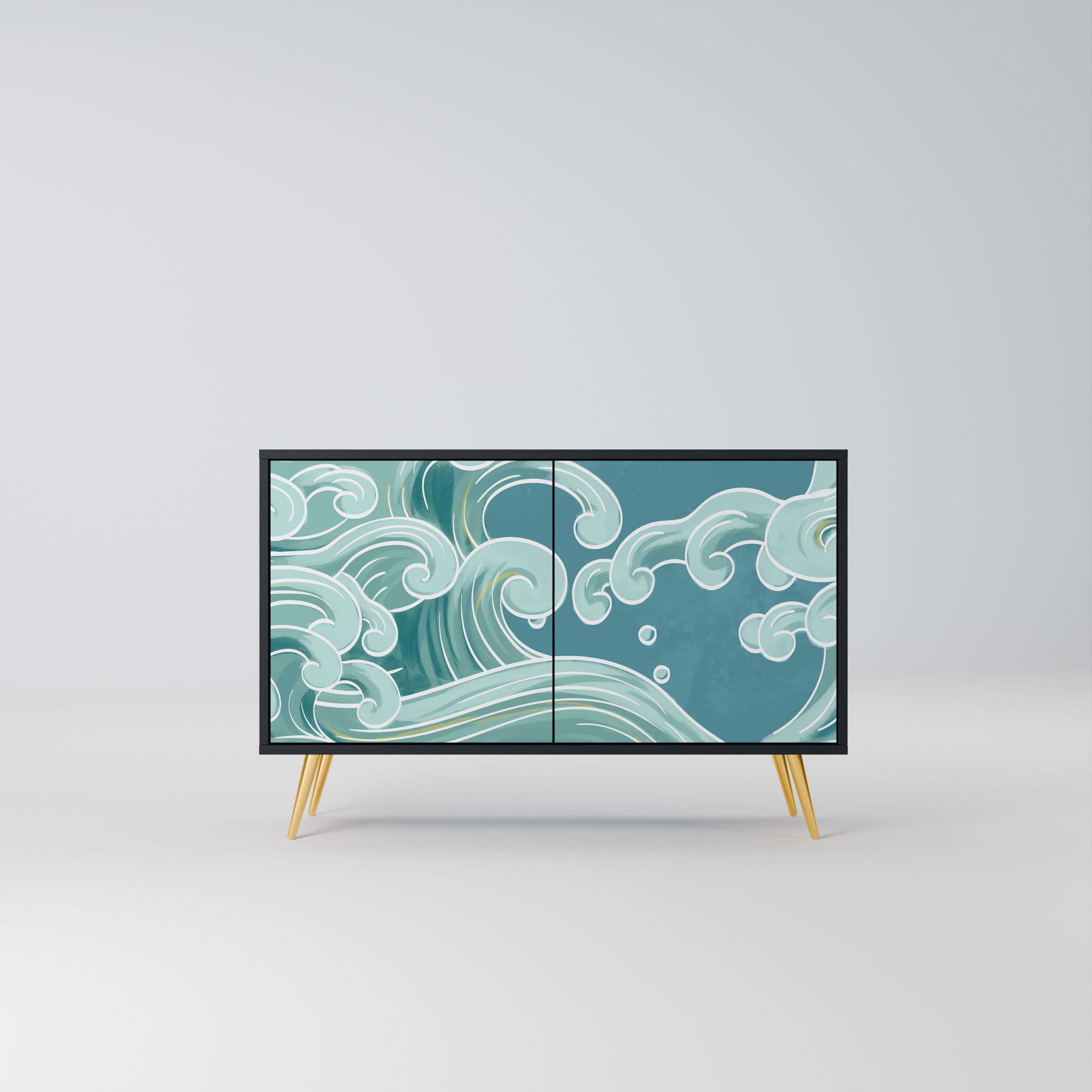 ASIAN SWAY Aparador de 2 Portas em Acabamento Preto