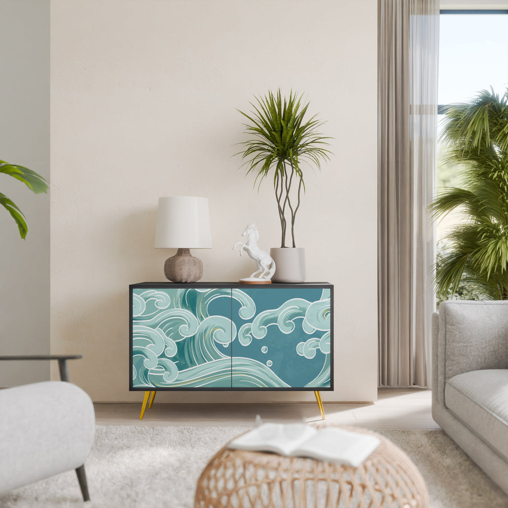 ASIAN SWAY Aparador de 2 Portas em Acabamento Preto