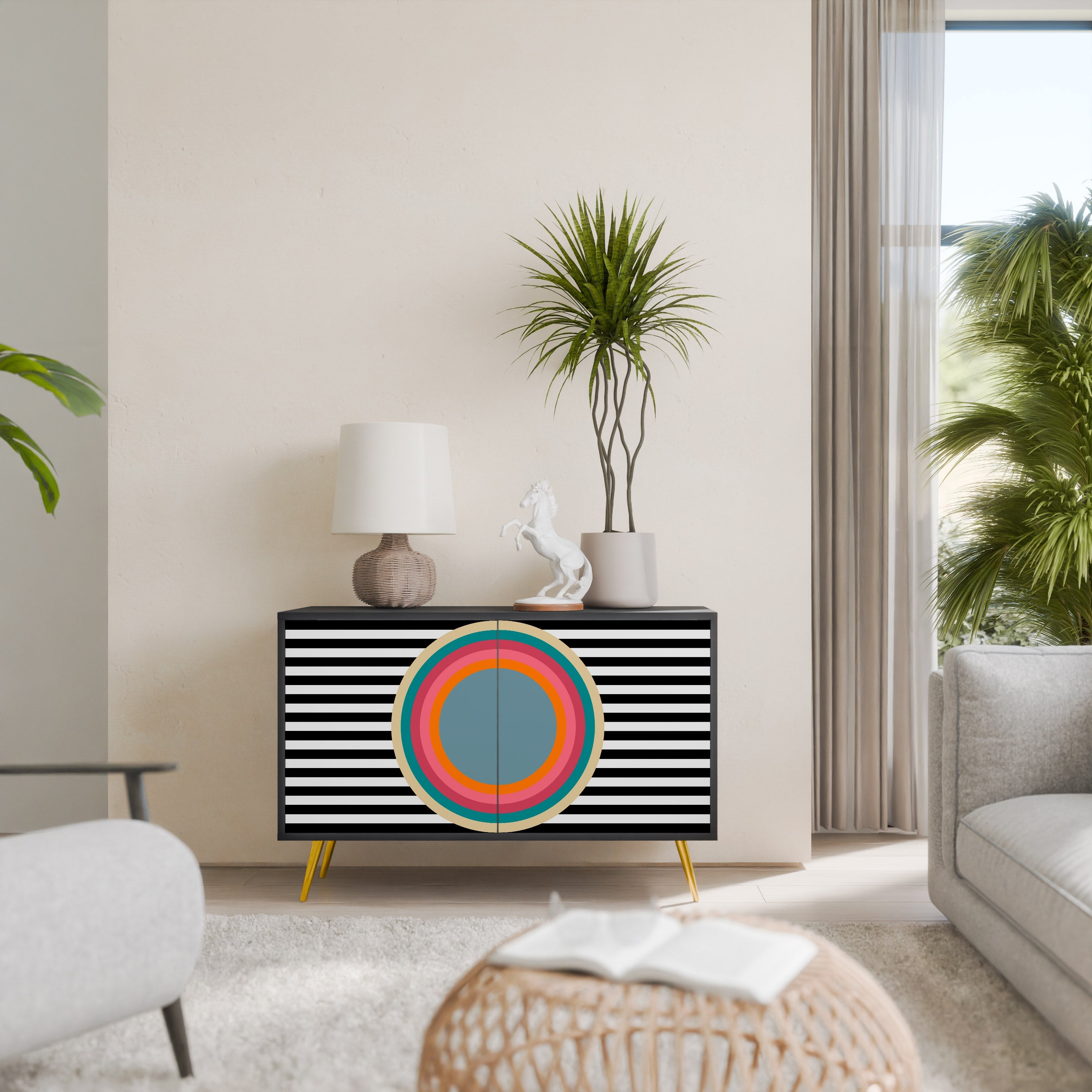 SPECTRA SHOWCASE Aparador de 2 Portas em Acabamento Preto