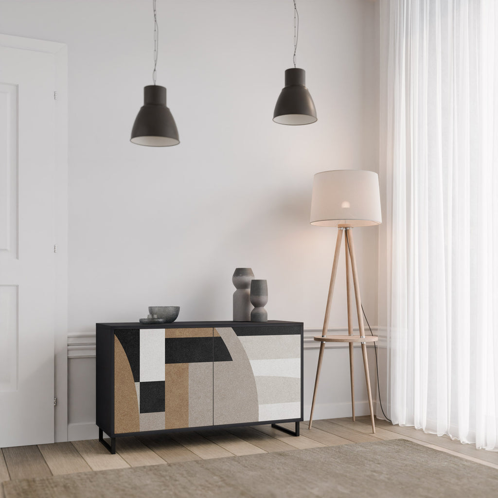 DELICATE MEMENTO Aparador de 2 Portas em Acabamento Preto