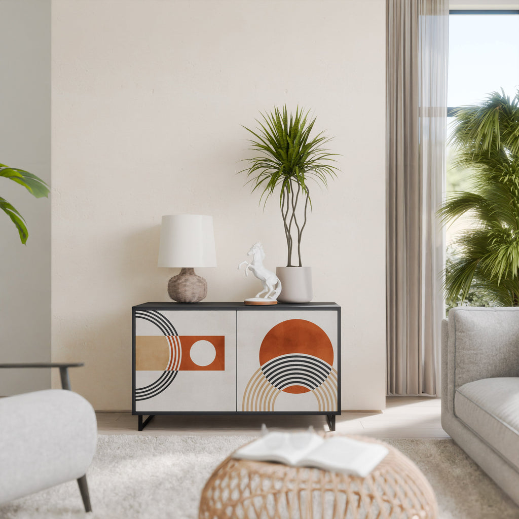 SPACE AROUND Aparador de 2 Portas em Acabamento Preto