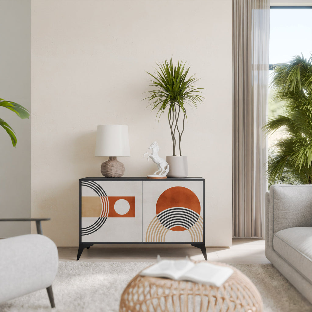 SPACE AROUND Aparador de 2 Portas em Acabamento Preto