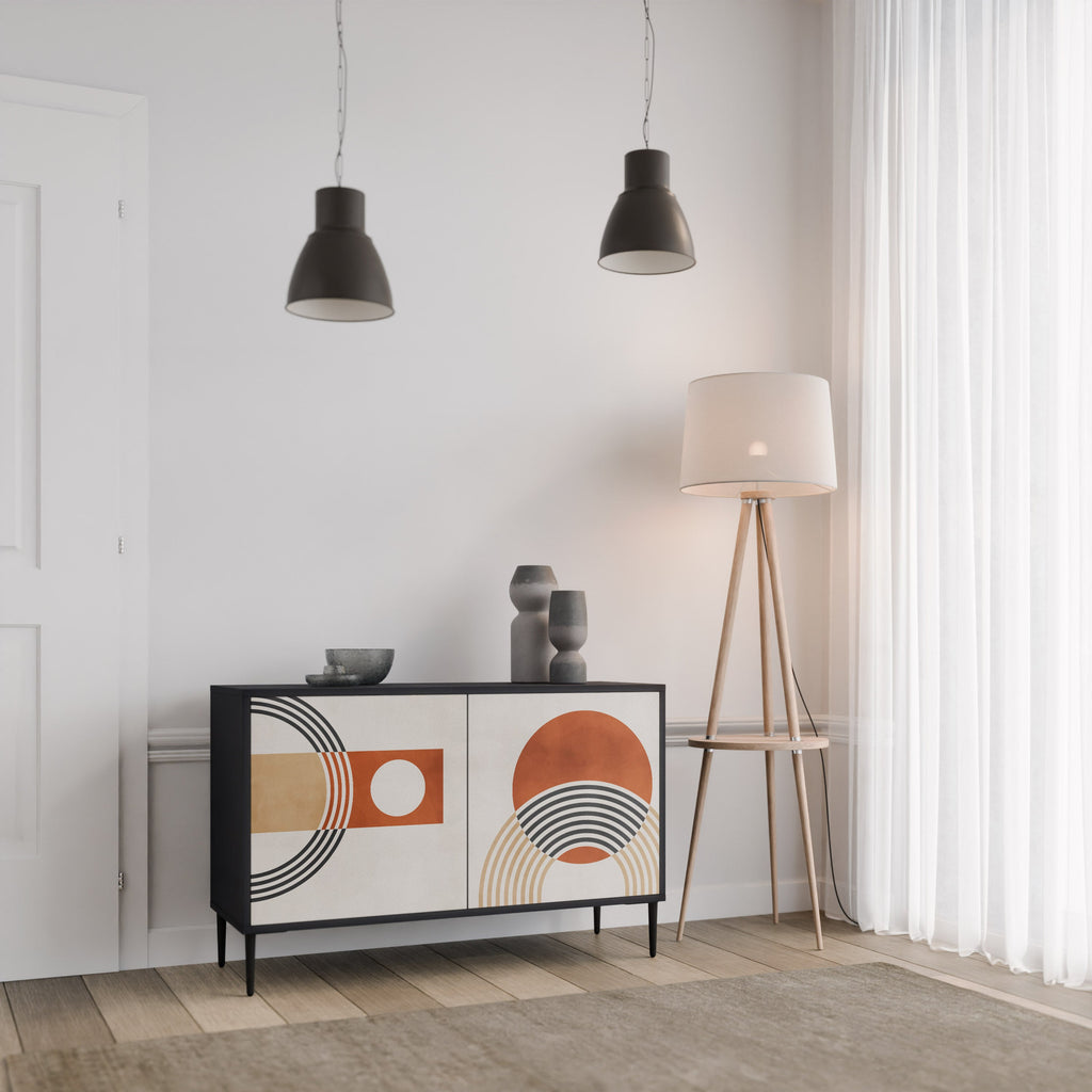 SPACE AROUND Aparador de 2 Portas em Acabamento Preto