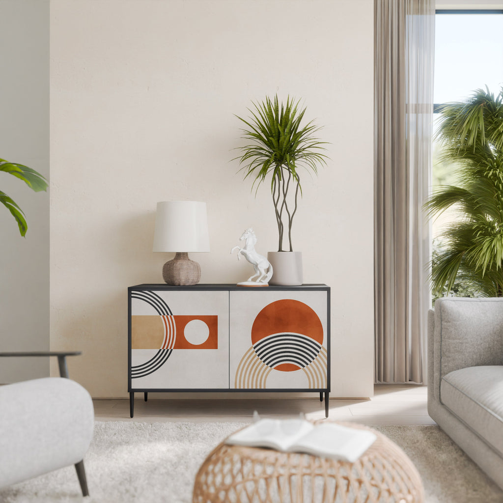 SPACE AROUND Aparador de 2 Portas em Acabamento Preto