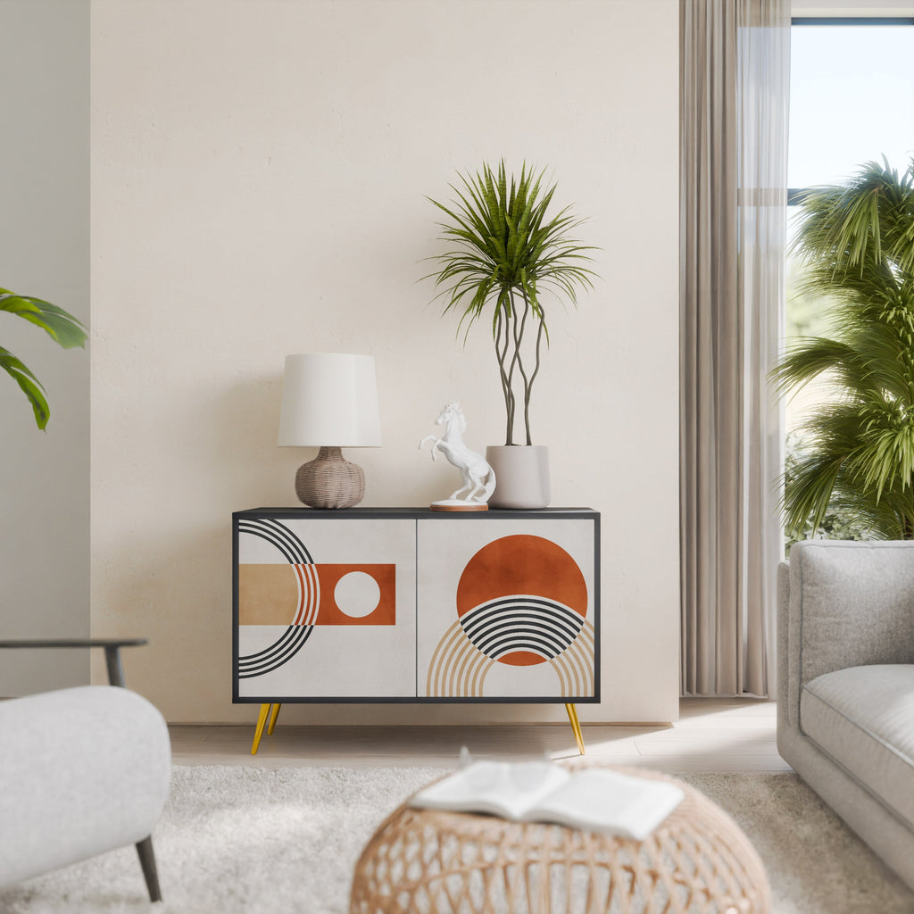 SPACE AROUND Aparador de 2 Portas em Acabamento Preto