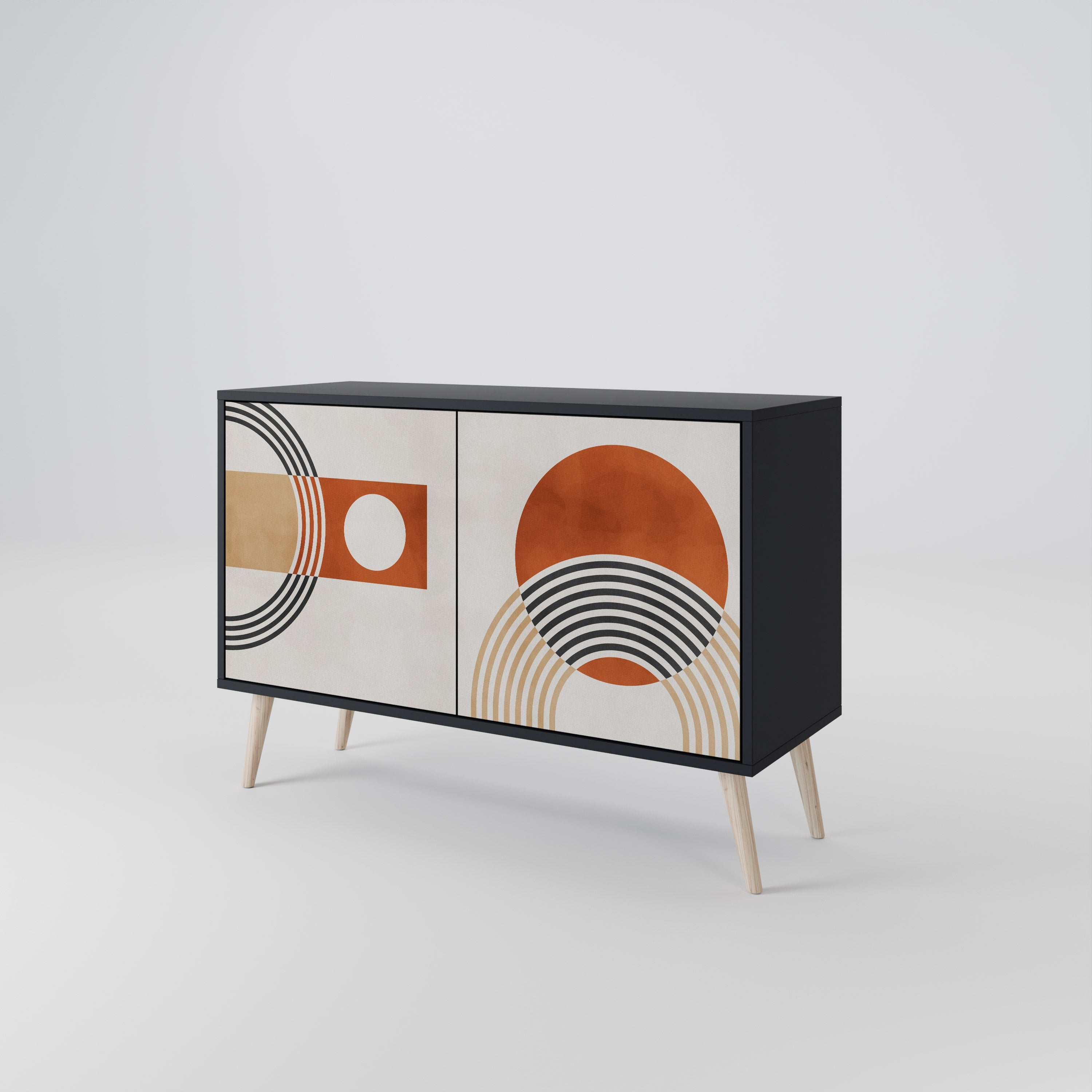 SPACE AROUND Aparador de 2 Portas em Acabamento Preto