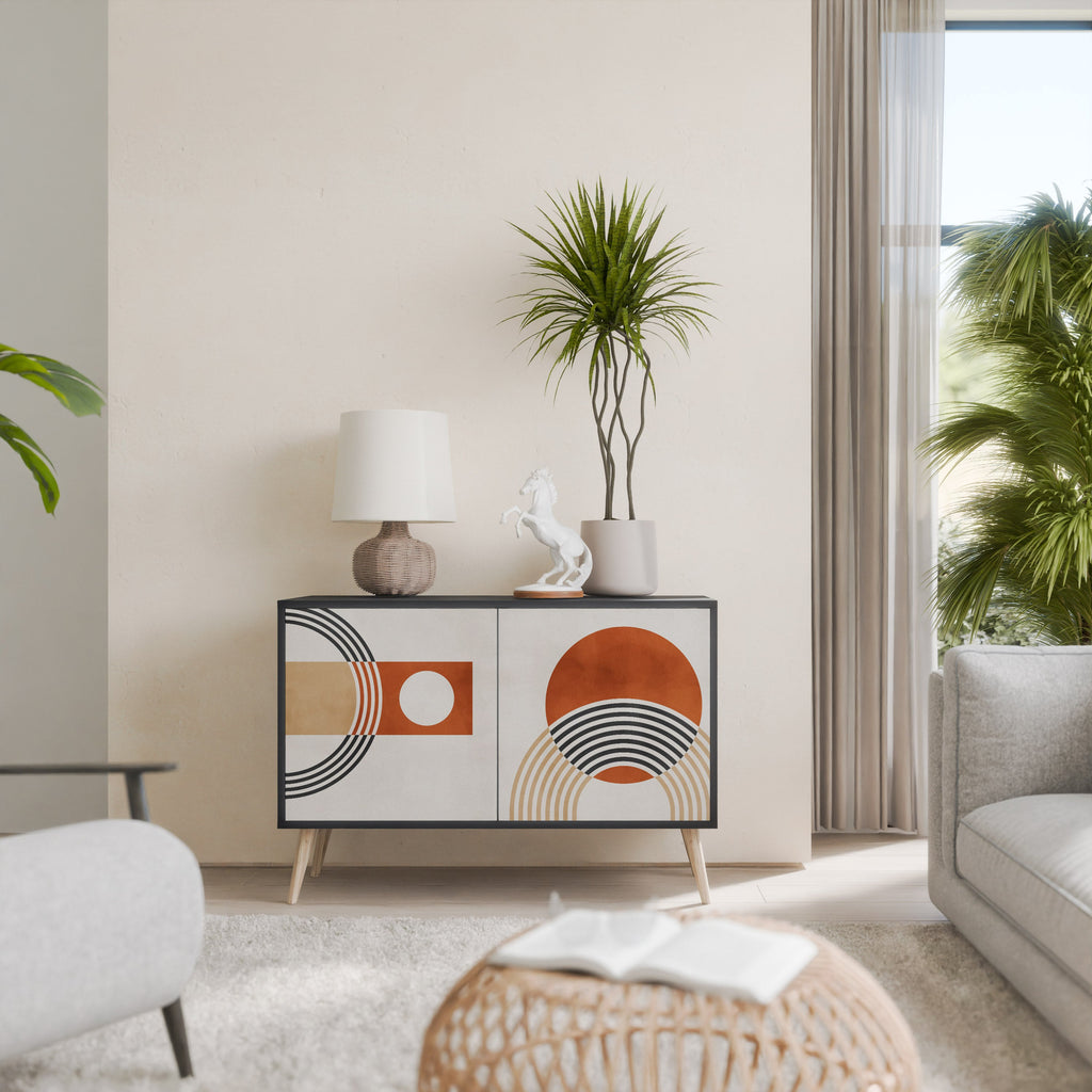 SPACE AROUND Aparador de 2 Portas em Acabamento Preto