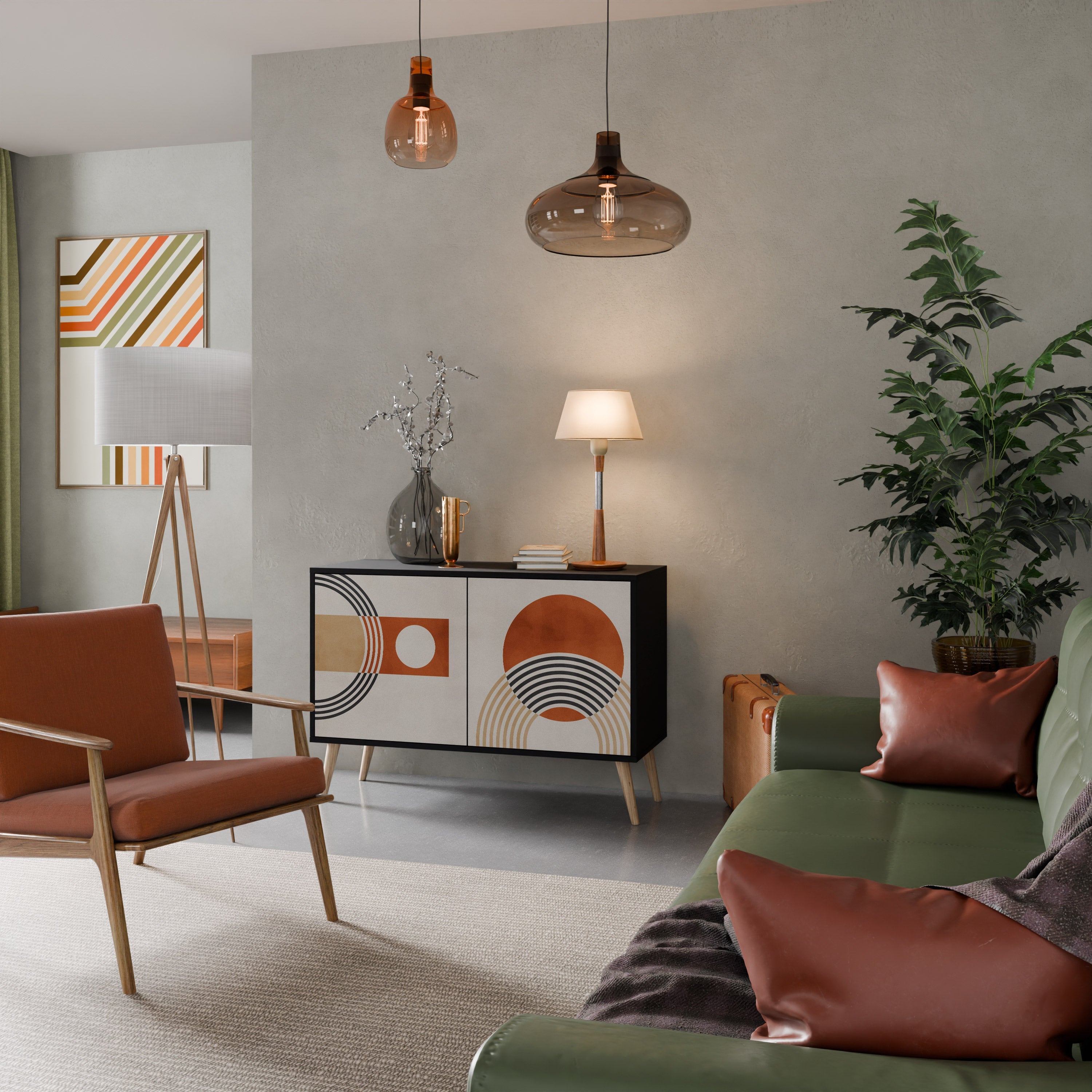 SPACE AROUND Aparador de 2 Portas em Acabamento Preto