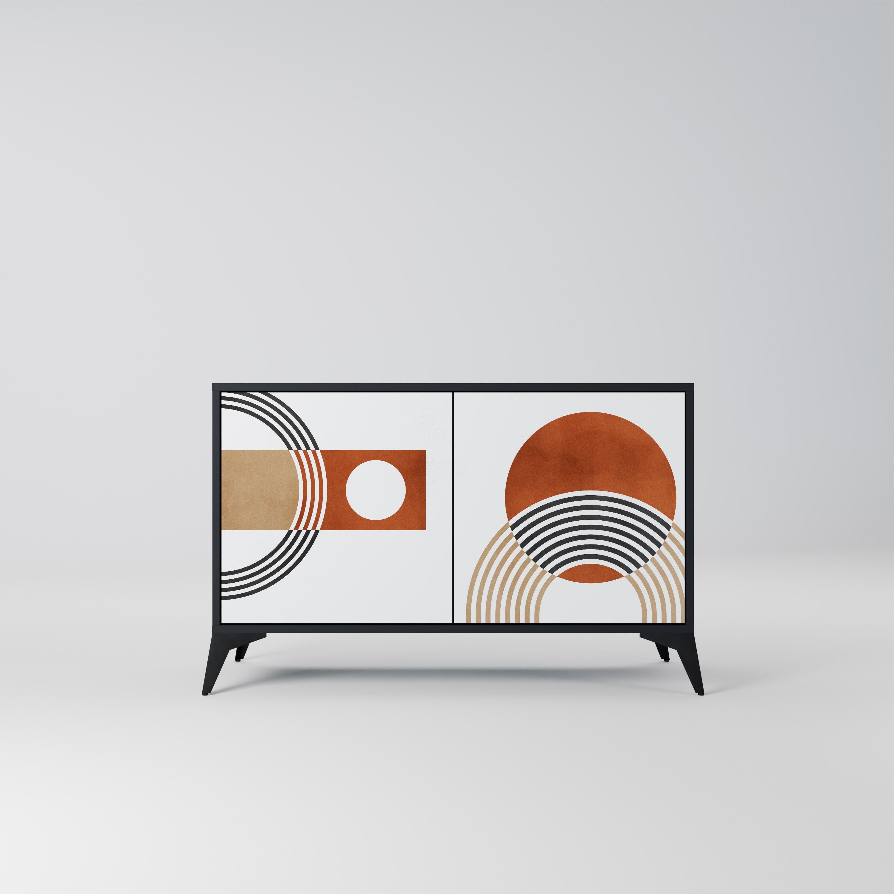 CIRCLE RHYTM Aparador de 2 Portas em Acabamento Preto