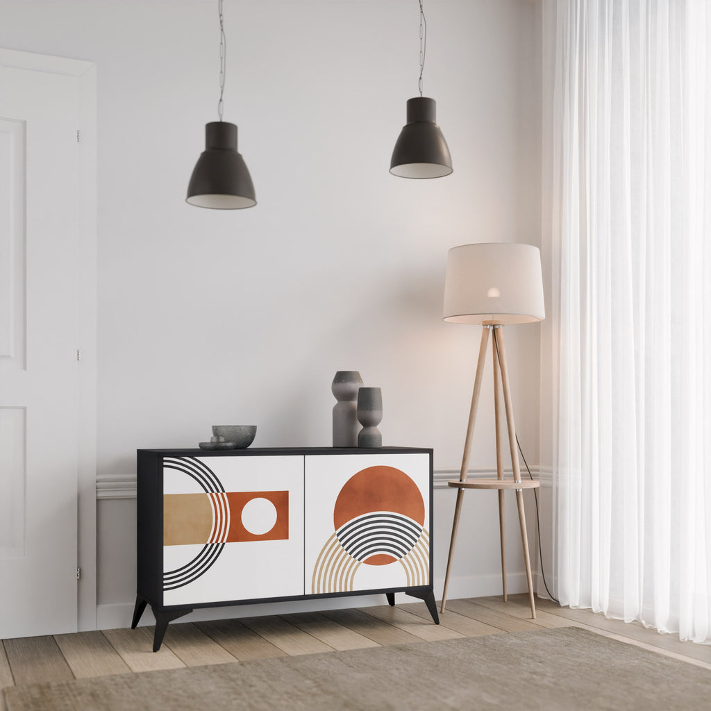 CIRCLE RHYTM Aparador de 2 Portas em Acabamento Preto