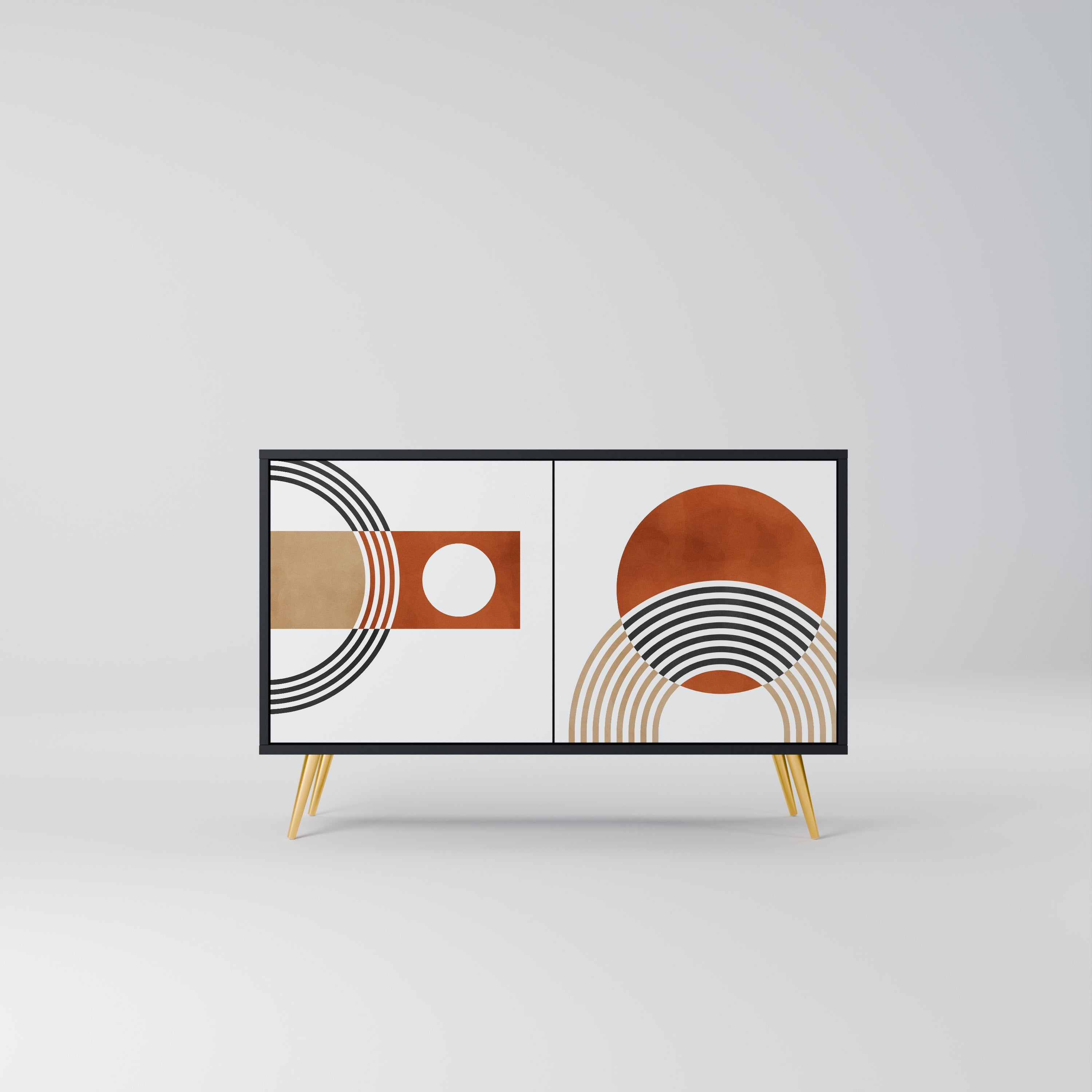 CIRCLE RHYTM Aparador de 2 Portas em Acabamento Preto