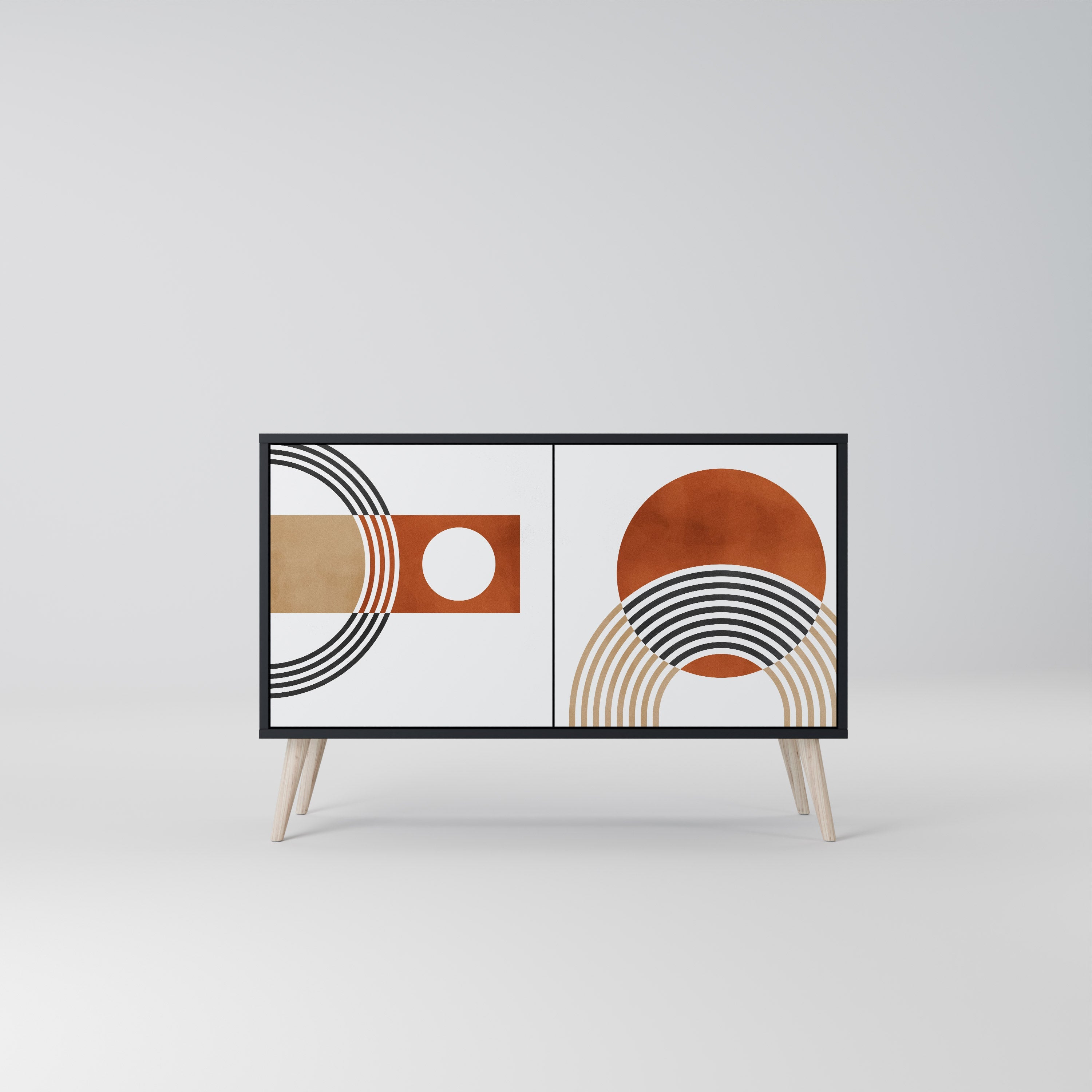 CIRCLE RHYTM Aparador de 2 Portas em Acabamento Preto