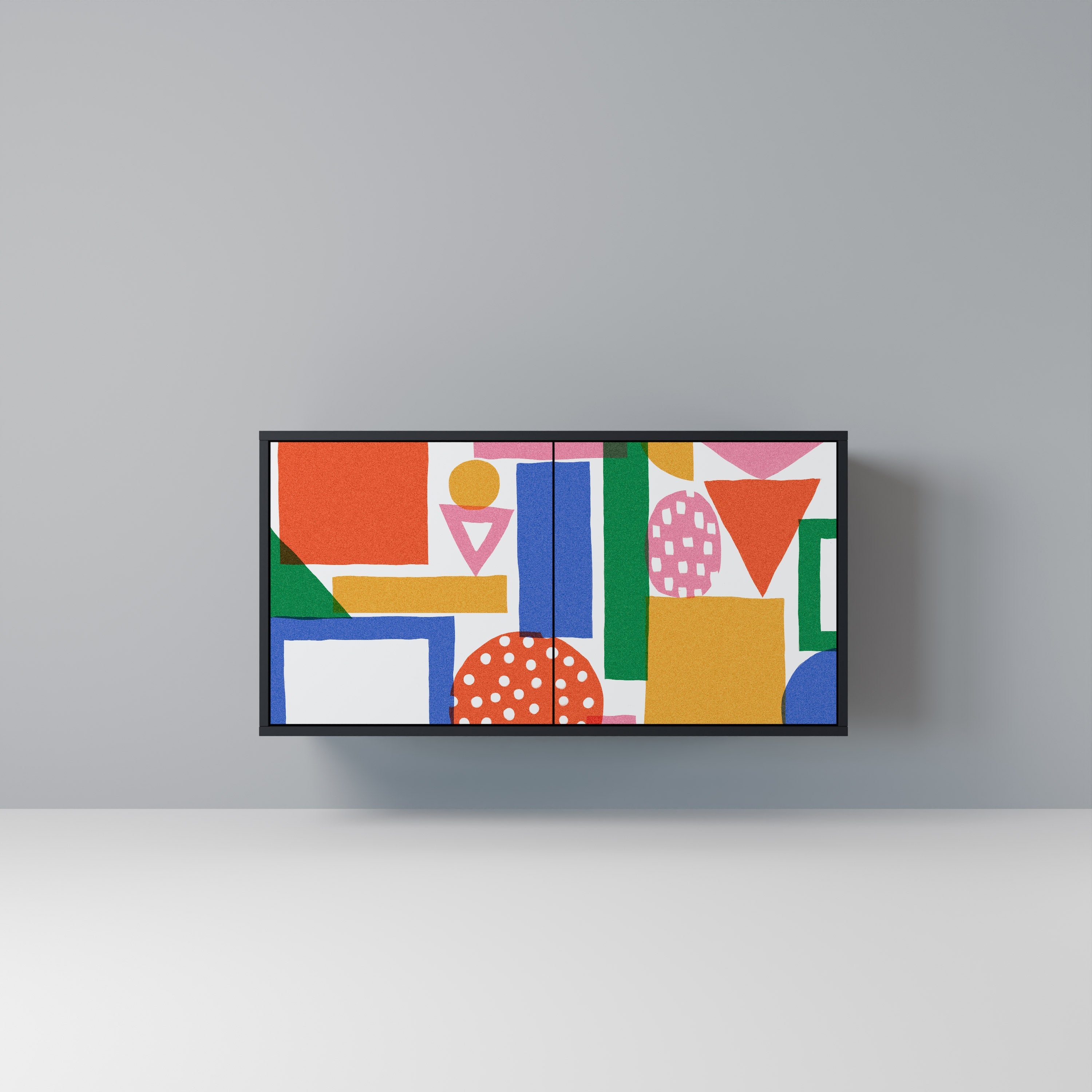 GEOMETRIC GLIMMER Aparador de 2 Portas em Acabamento Preto