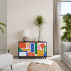 GEOMETRIC GLIMMER Aparador de 2 Portas em Acabamento Preto