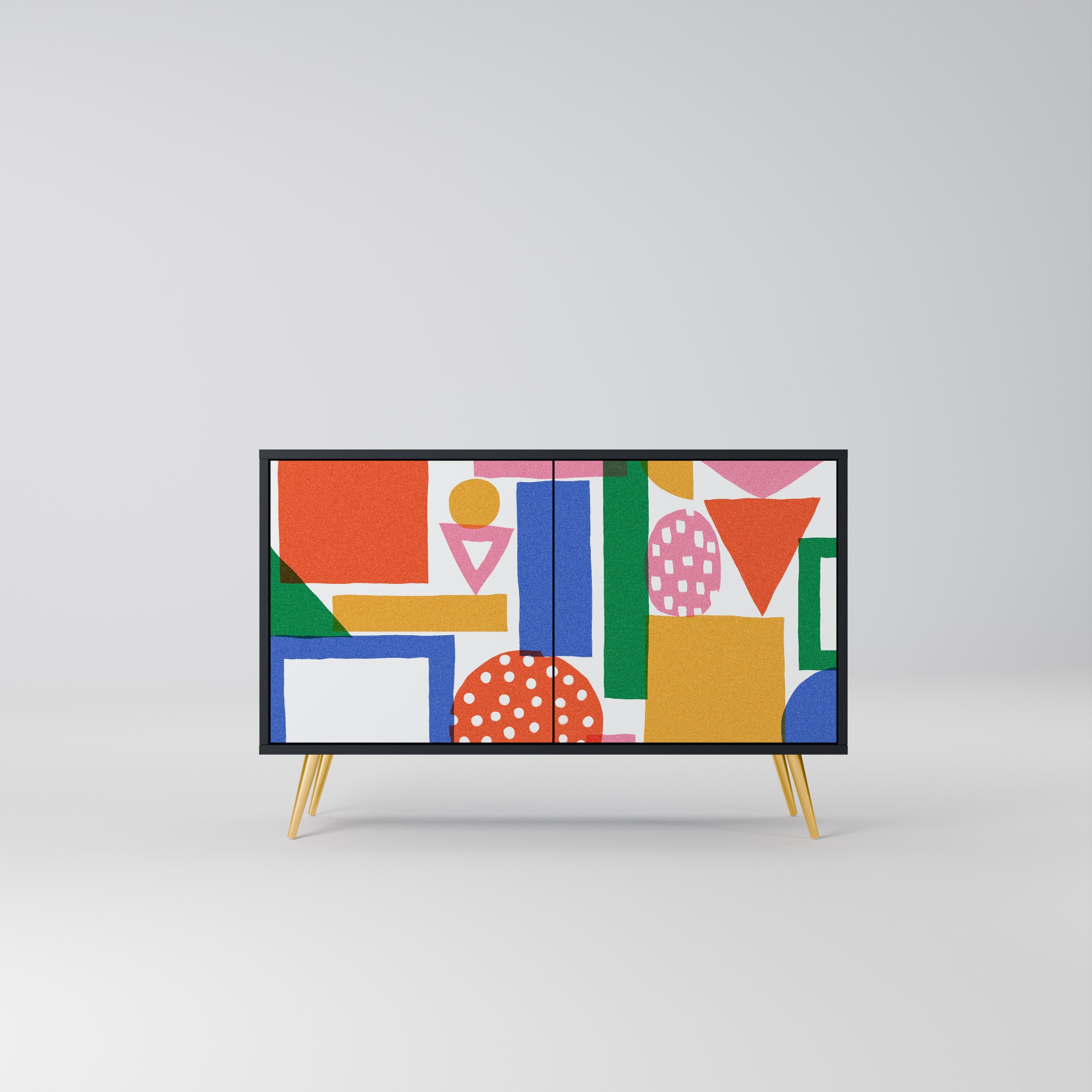 GEOMETRIC GLIMMER Aparador de 2 Portas em Acabamento Preto