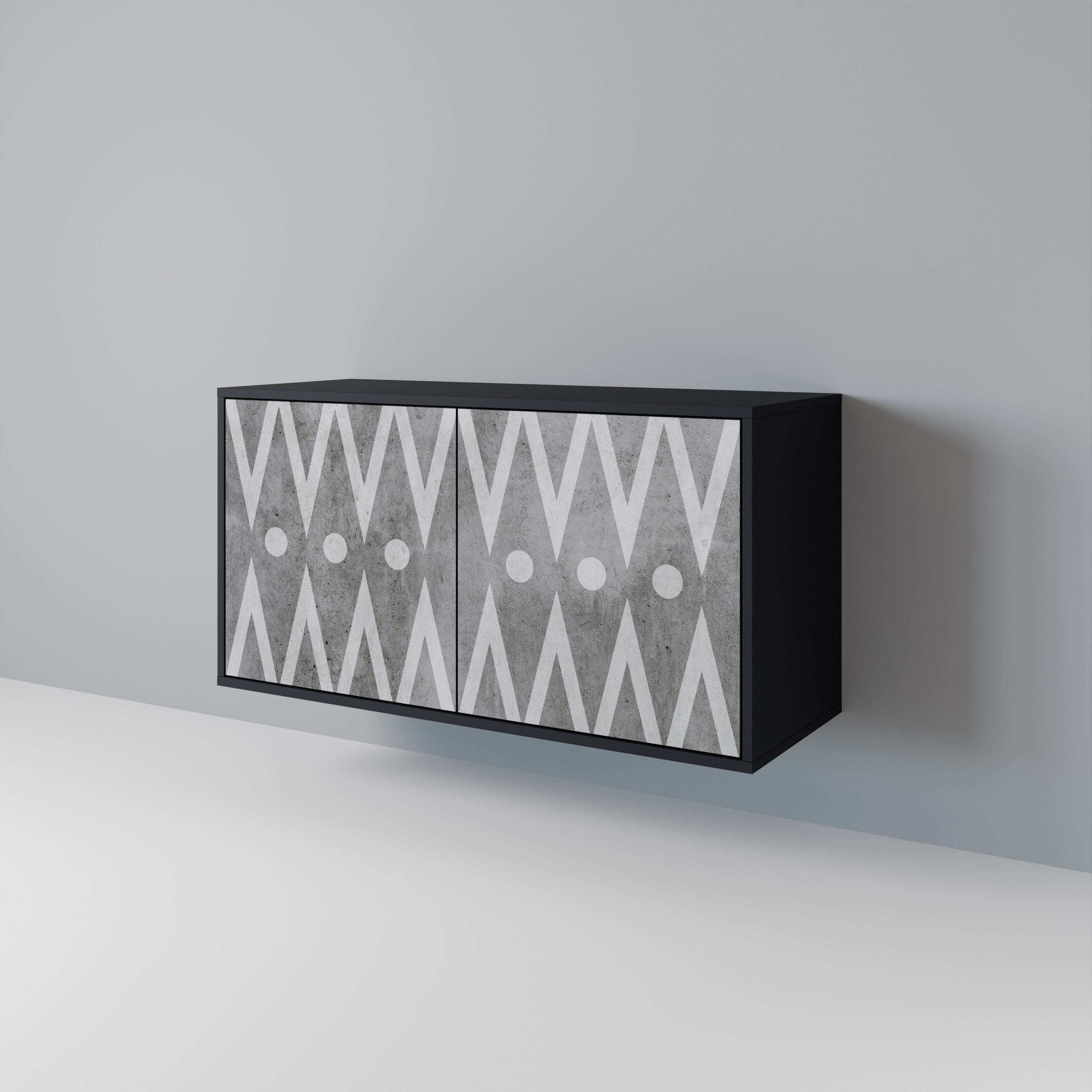 SHARP EDGES Aparador de 2 Portas em Acabamento Preto