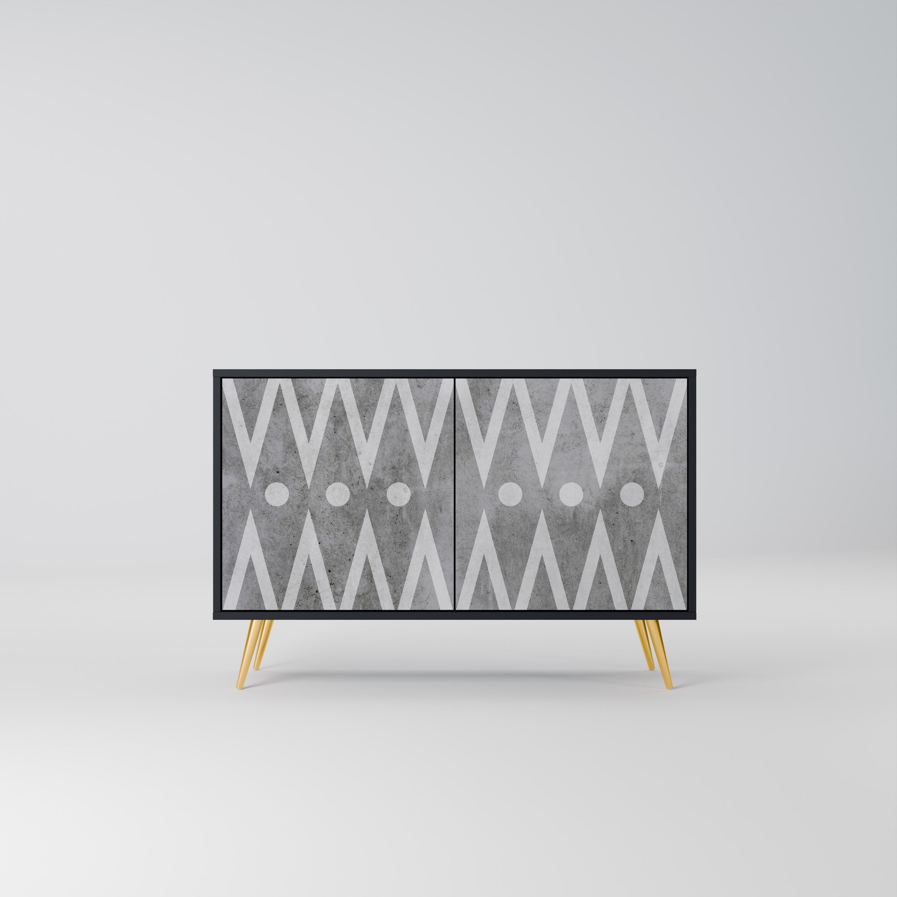 SHARP EDGES Aparador de 2 Portas em Acabamento Preto