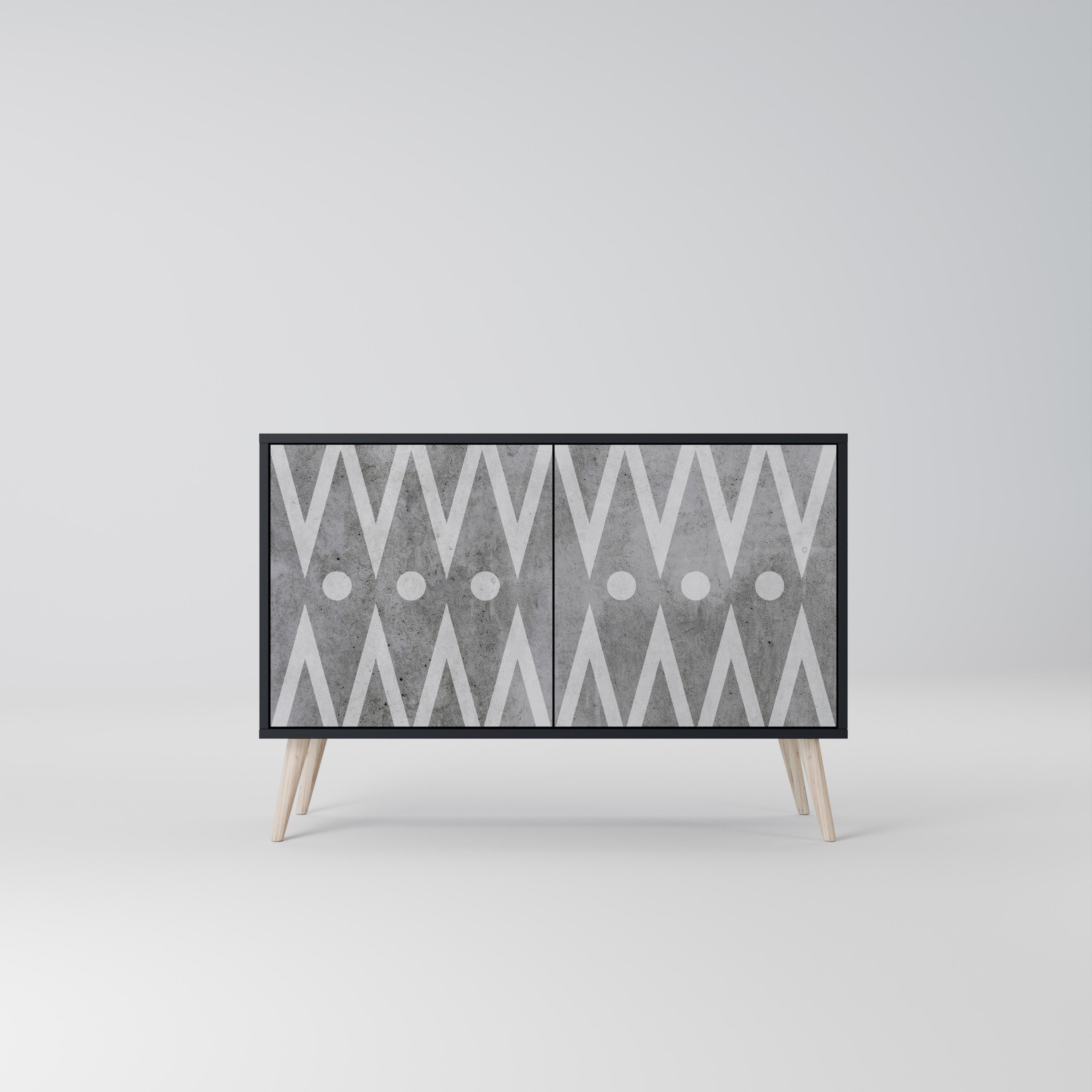 SHARP EDGES Aparador de 2 Portas em Acabamento Preto